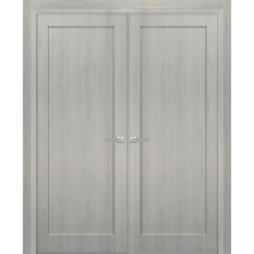 French Double Panel Lite Doors Hardware Quadro 4111 Walnut Panel