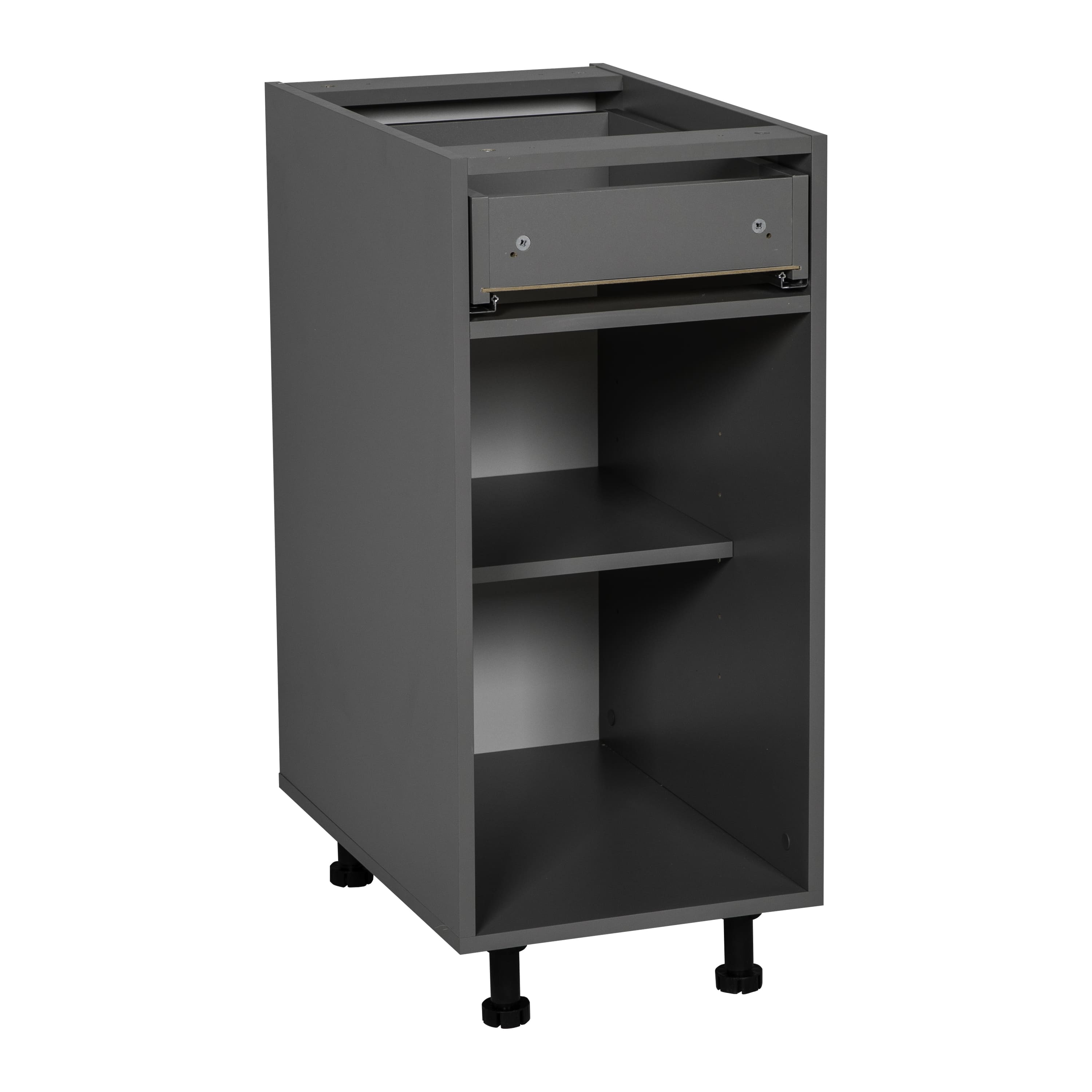 Base cabinets without doors