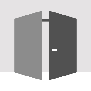 Modern Solid Double Hidden Door with Handle | Planum 0010 Primed with Silver Hidden Frame 84" x 80" Right-hand Outswing Silver Frame | Hinges Lock Handle | Modern Wardrobe Wood Solid Doors Right active door Outswing