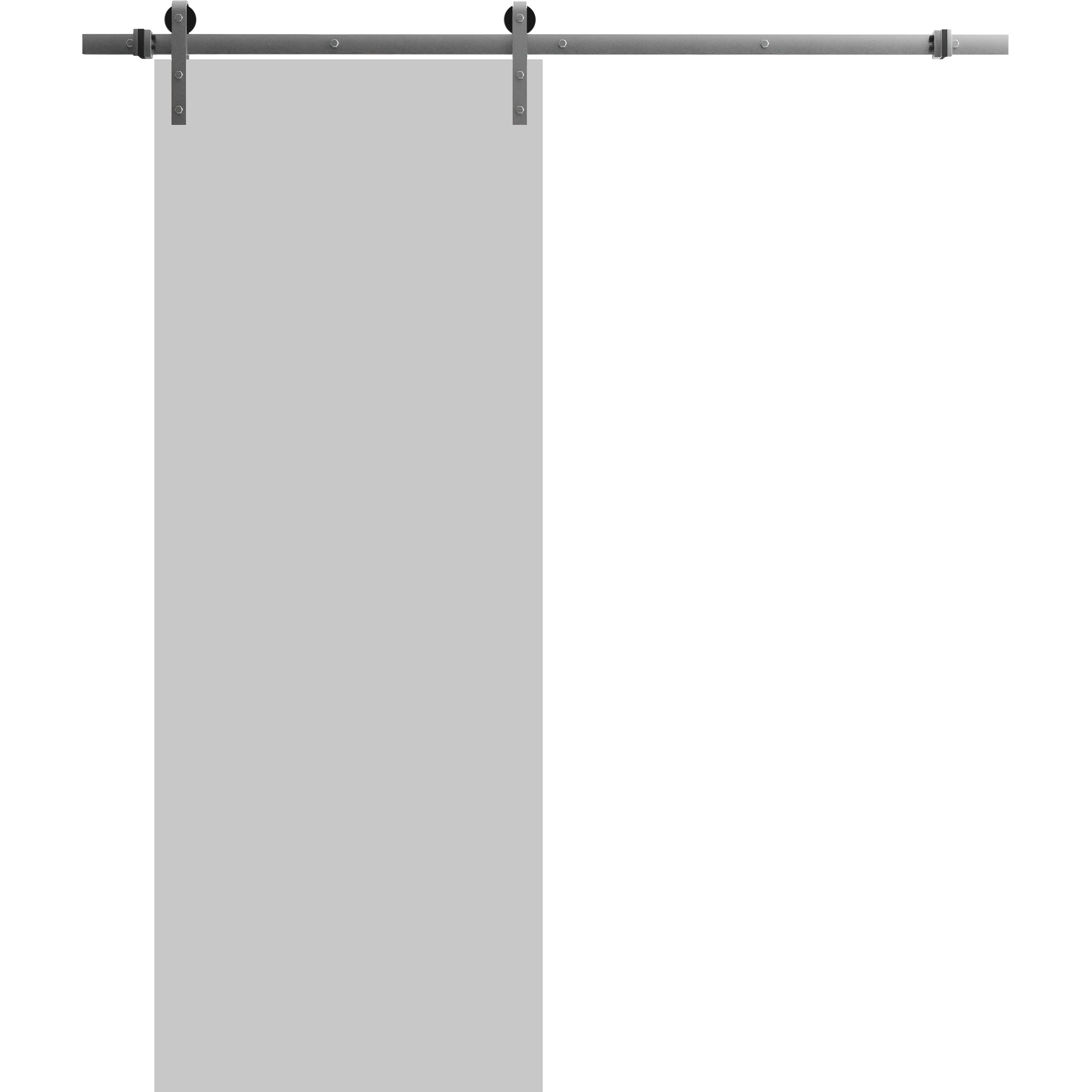 Sturdy Barn Door with Hardware | Planum 0010 White Silk | 6.6FT Rail Hangers Heavy Set | Modern Solid Panel Interior Doors Matte Grey