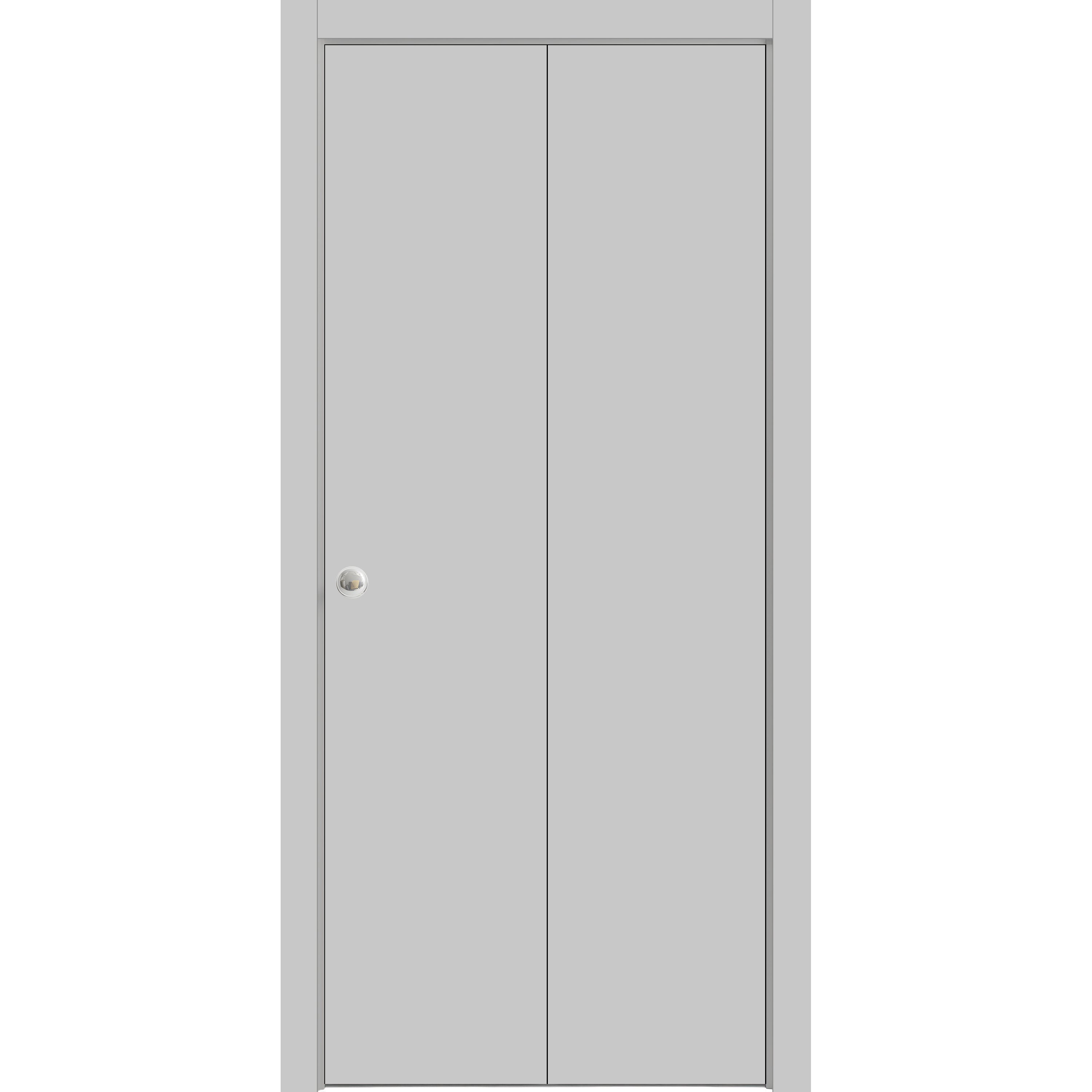 Sliding Closet Bi-fold Doors | Planum 0010 Walnut | Sturdy Tracks Moldings Trims Hardware Set | Wood Solid Bedroom Wardrobe Doors  Matte Grey