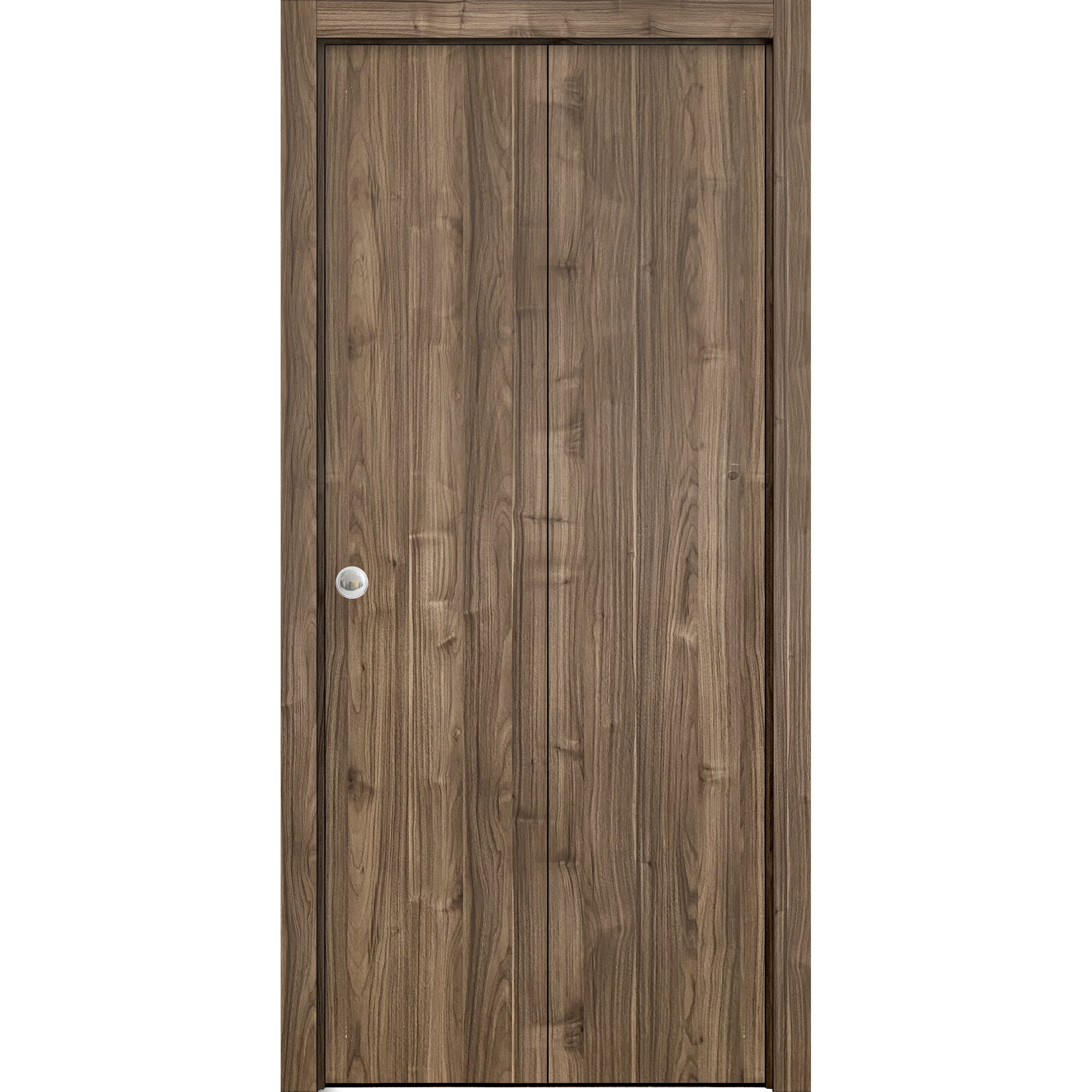 Sliding Closet Bi-fold Doors | Planum 0010 Walnut | Sturdy Tracks Moldings Trims Hardware Set | Wood Solid Bedroom Wardrobe Doors  Walnut