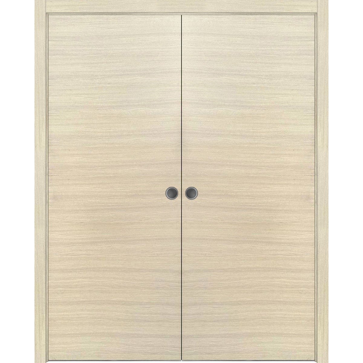 Modern Double Pocket Doors | Planum 0010 Walnut | Kit Trims Rail Hardware | Solid Wood Interior Bedroom Sliding Closet Sturdy Door-48" x 96" (2* 24x96) Natural Veneer