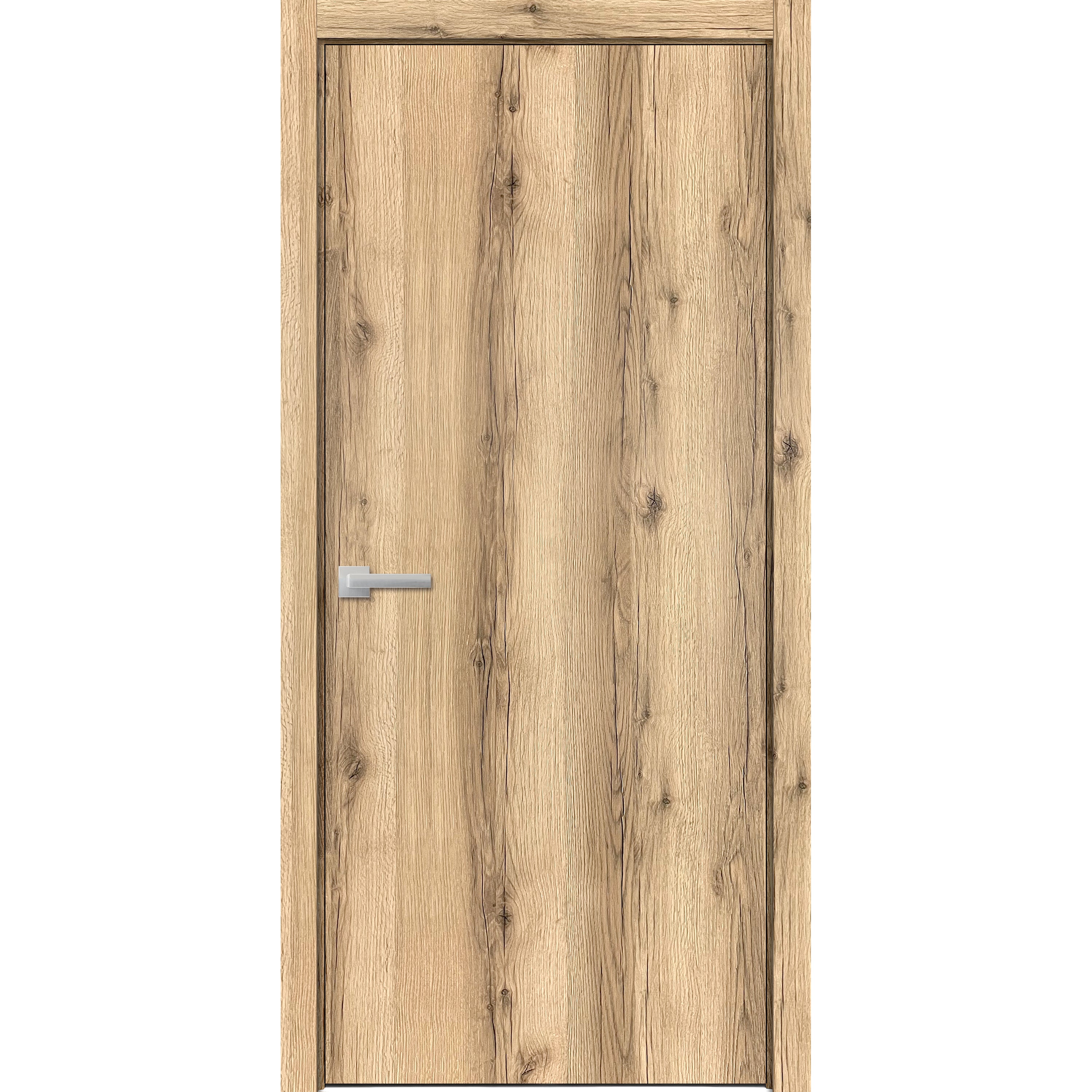 Modern Solid Interior Door with Handle | Planum 0010 Ginger Ash | Single Regural Panel Frame Trims | Bathroom Bedroom Sturdy Doors Oak