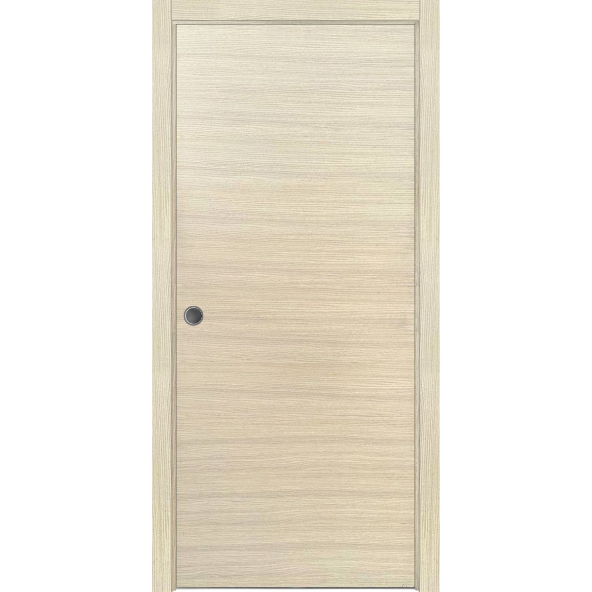 Sliding French Pocket Door with | Planum 0010 Primed | Kit Trims Rail Hardware | Solid Wood Interior Bedroom Sturdy Doors Natural Veneer