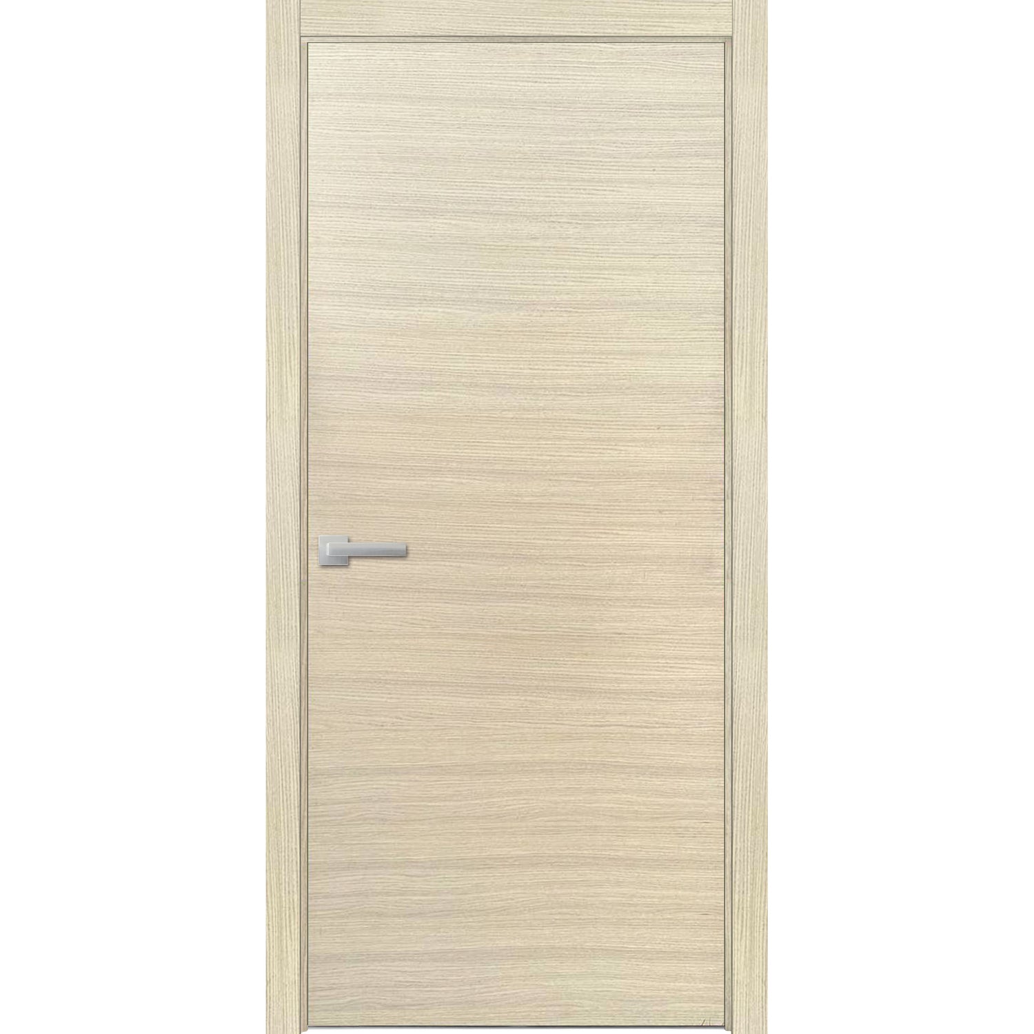 Modern Solid Interior Door with Handle | Planum 0010 Ginger Ash | Single Regural Panel Frame Trims | Bathroom Bedroom Sturdy Doors Natural Veneer