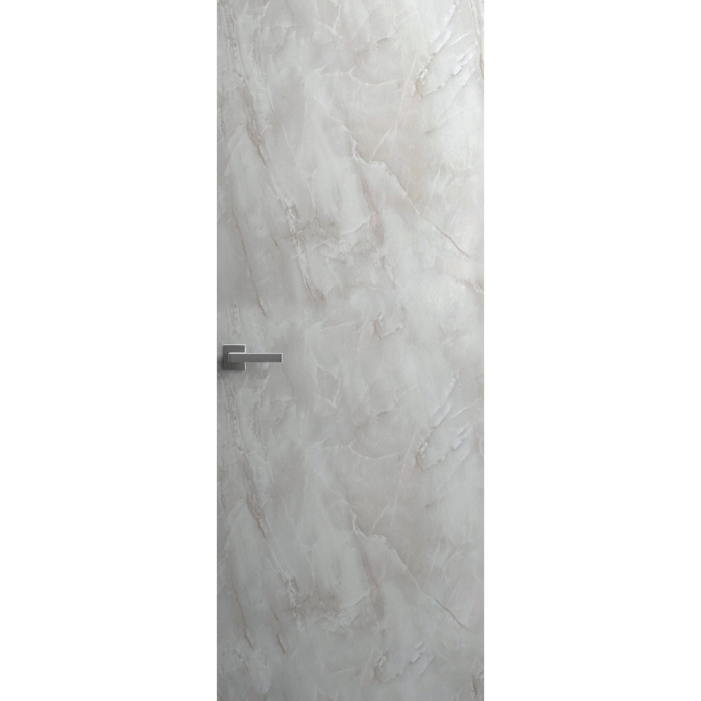 Invisible Solid Hidden Door with Handle | Planum 0010 Onyx with Silver Hidden Frame 32" x 80" Right-hand Inswing Silver Frame | Concealed Hinges Lock Handle | Modern Frameless Doors Onyx