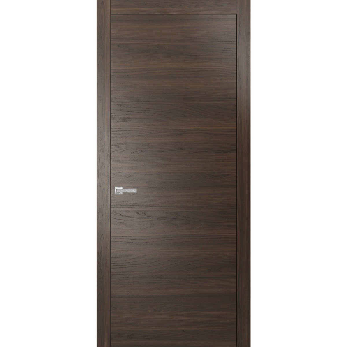 Modern Solid Interior Door with Handle | Planum 0010 Ginger Ash | Single Regural Panel Frame Trims | Bathroom Bedroom Sturdy Doors Chocolate Ash