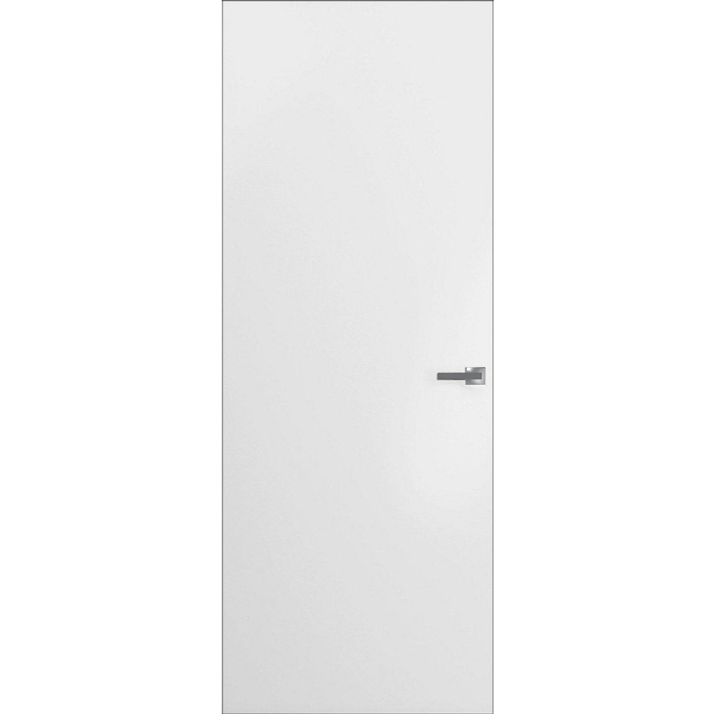 Invisible Solid Hidden Door with Handle | Planum 0010 Pietra with Black Hidden Frame 36" x 84" Left-hand Inswing Black Frame | Concealed Hinges Lock Handle | Modern Frameless Doors Primed