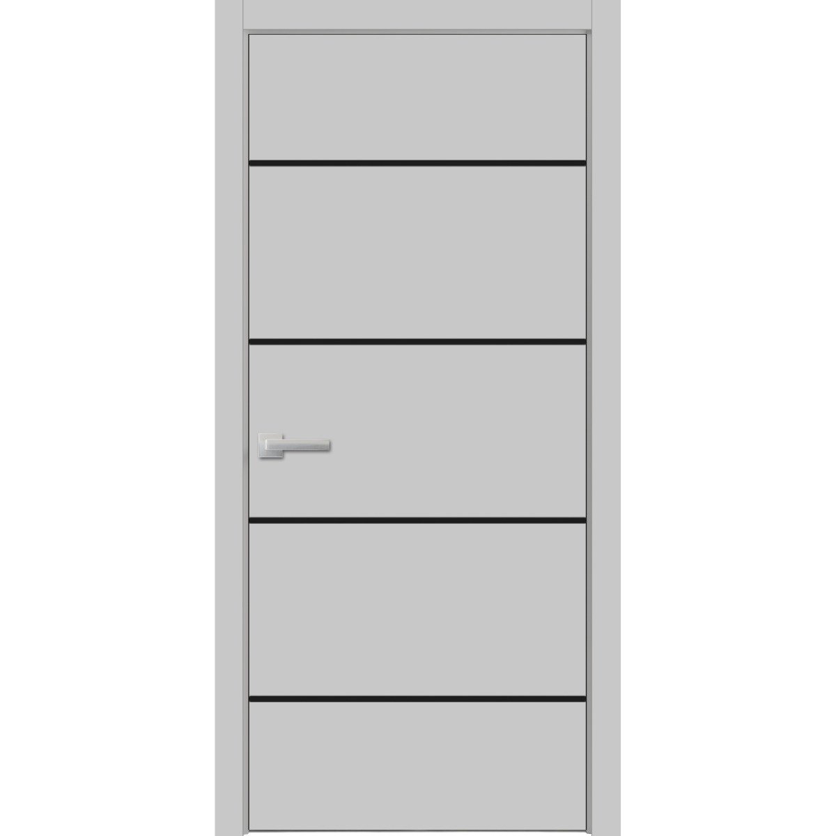 Modern Wood Interior Door with Hardware | Planum 0015 Oak and Aluminum Strips | Single Panel Frame Trims | Bathroom Bedroom Sturdy Doors-36" x 80" White