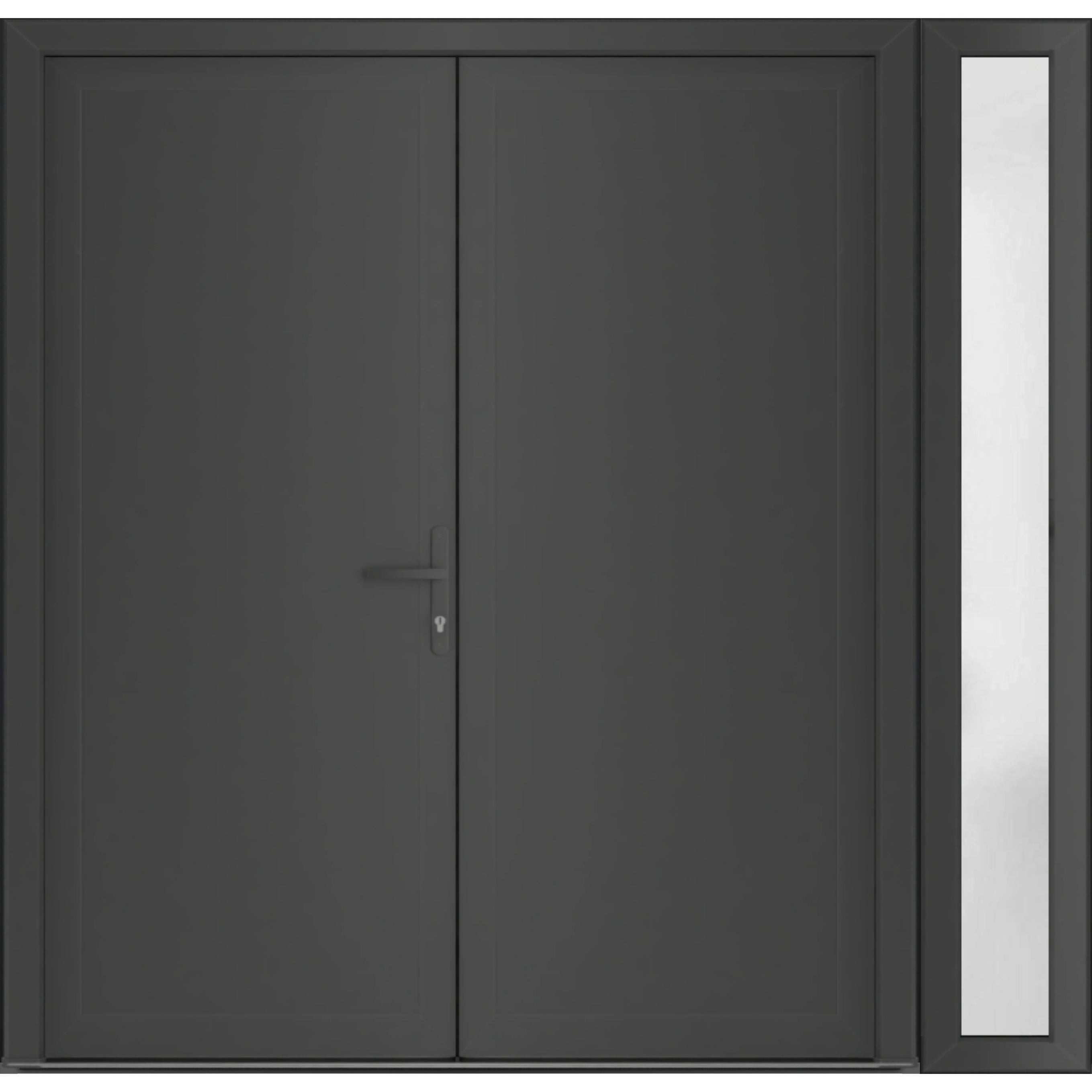 Front Exterior Prehung Metal-Plastic Double Doors / MANUX 8111 Walnut / Sidelite Exterior Window / Office Commercial and Residential Doors Entrance Patio Garage 88" x 80" Left-Hand Antracite