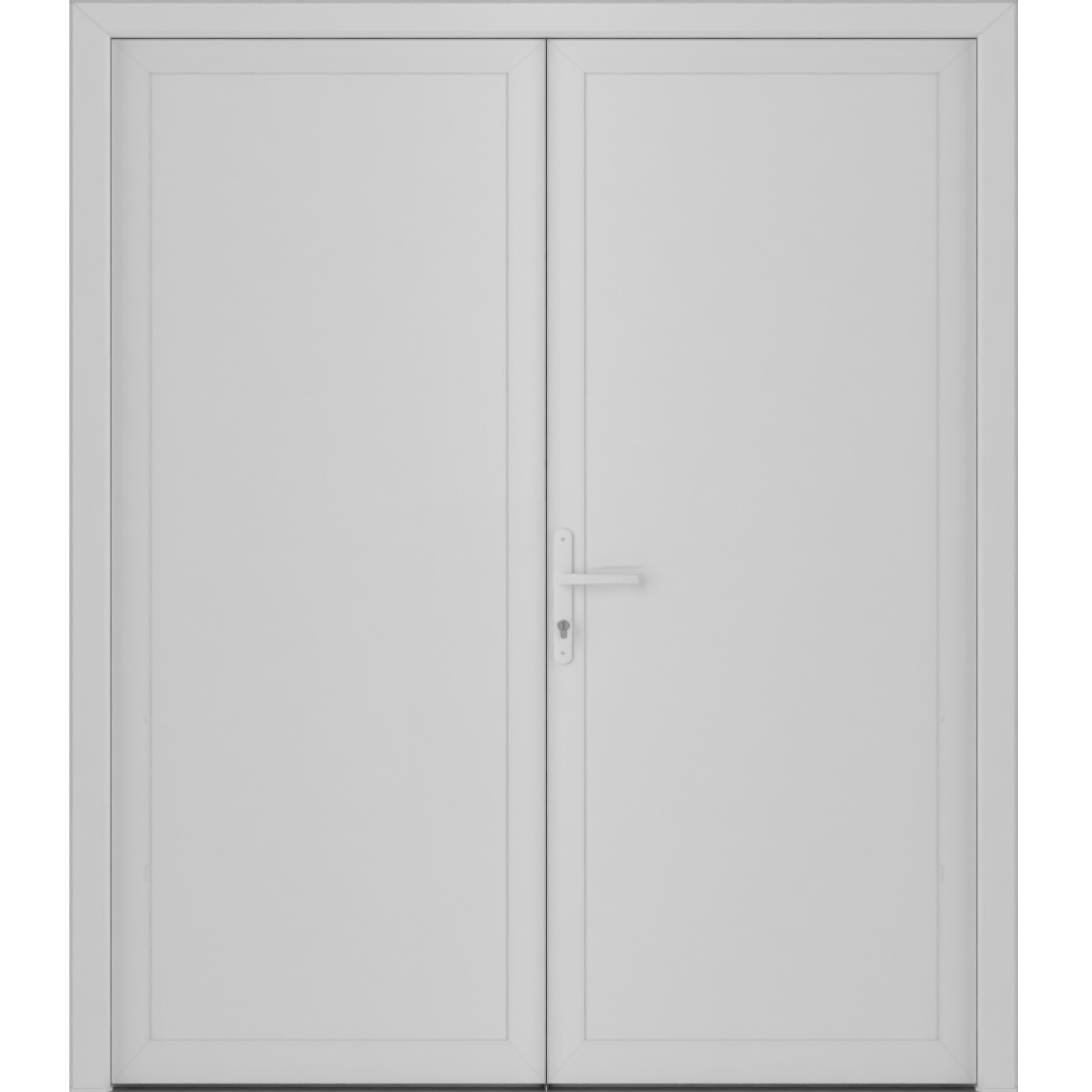 Front Exterior Prehung Metal-Plastic Double Doors / MANUX 8111 White Silk / Office Commercial and Residential Doors Entrance Patio Garage 72" x 80" Right-Hand White