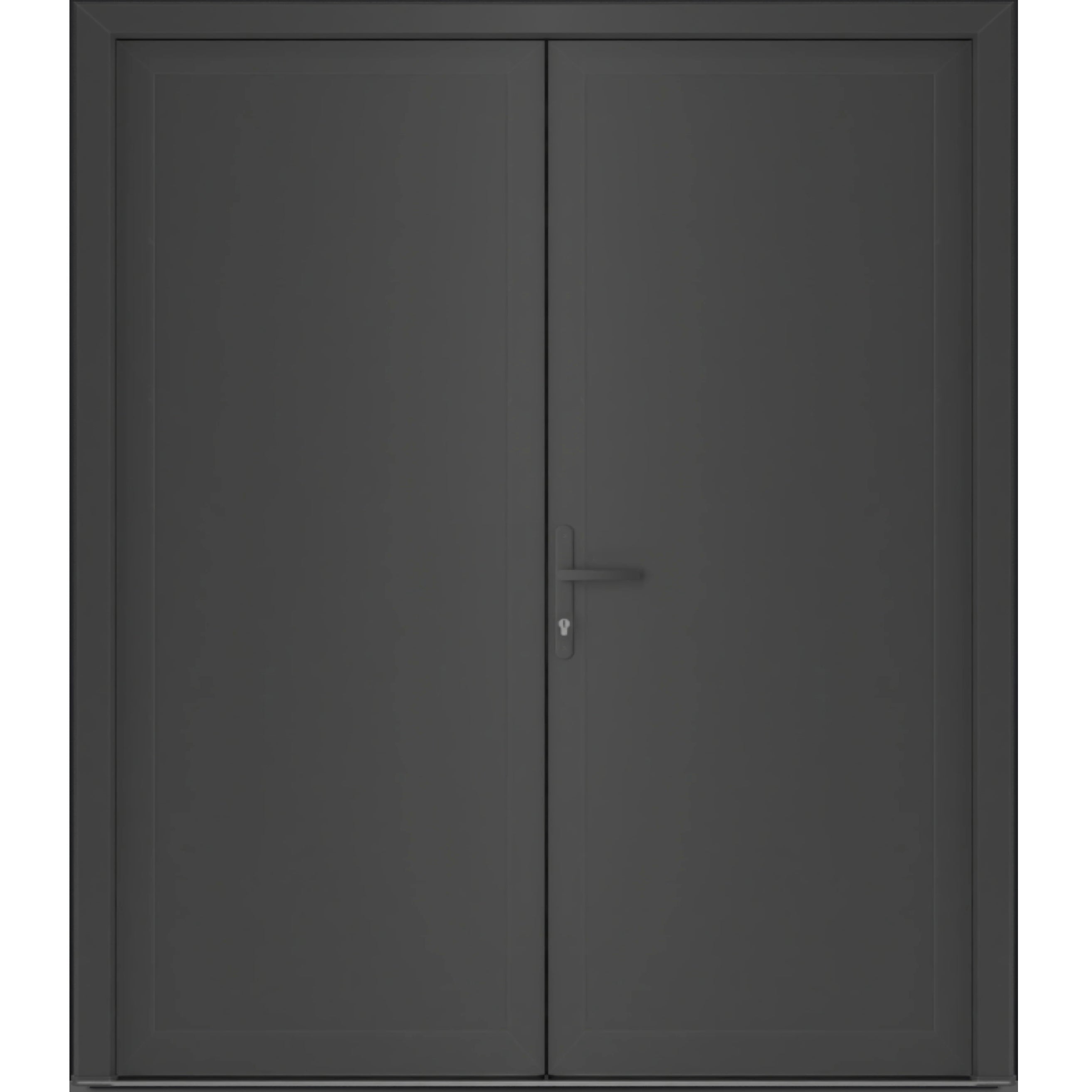 Front Exterior Prehung Metal-Plastic Double Doors / MANUX 8111 White Silk / Office Commercial and Residential Doors Entrance Patio Garage 72" x 80" Right-Hand Antracite