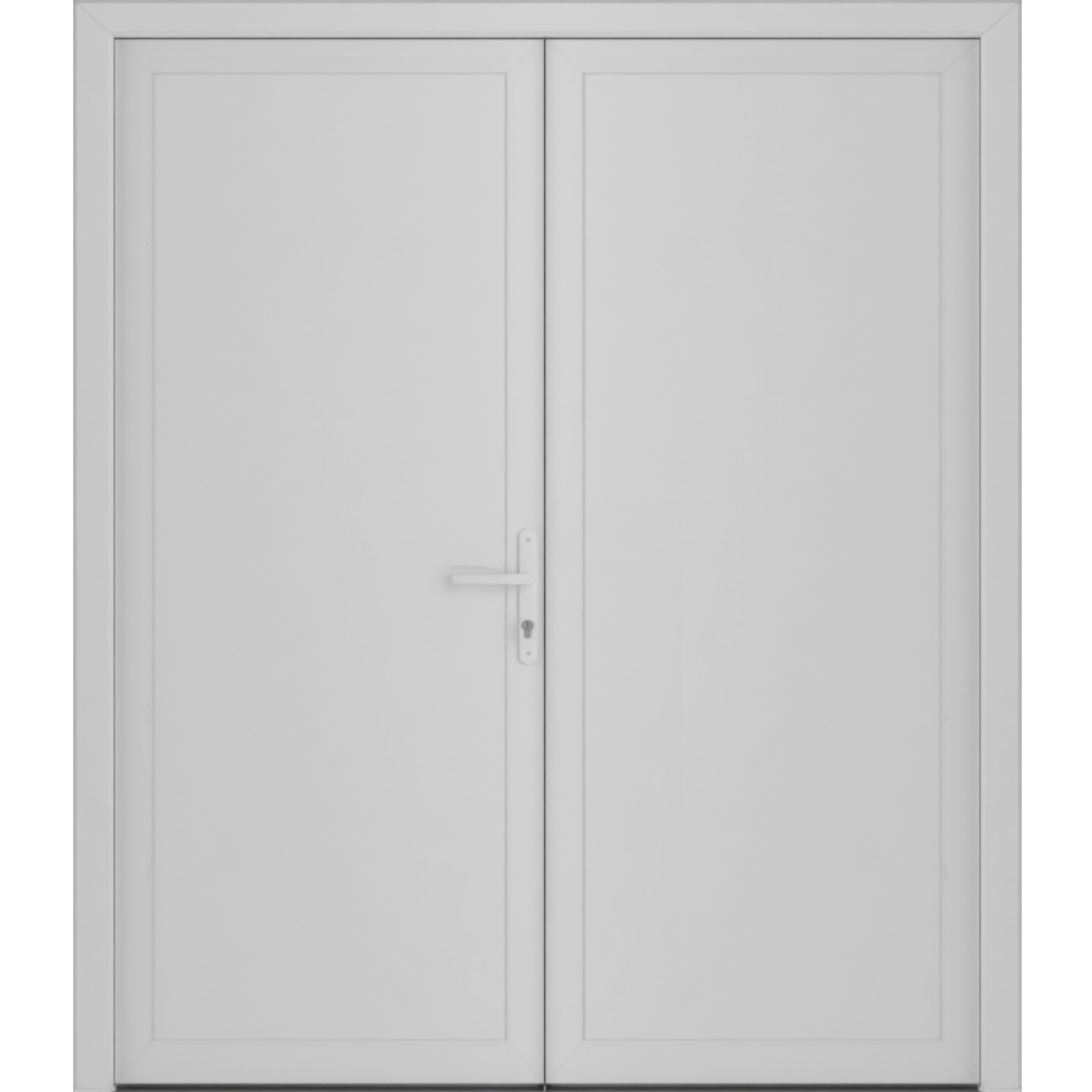 Front Exterior Prehung Metal-Plastic Double Doors / MANUX 8111 Walnut / Office Commercial and Residential Doors Entrance Patio Garage 72" x 80" Left-Hand White