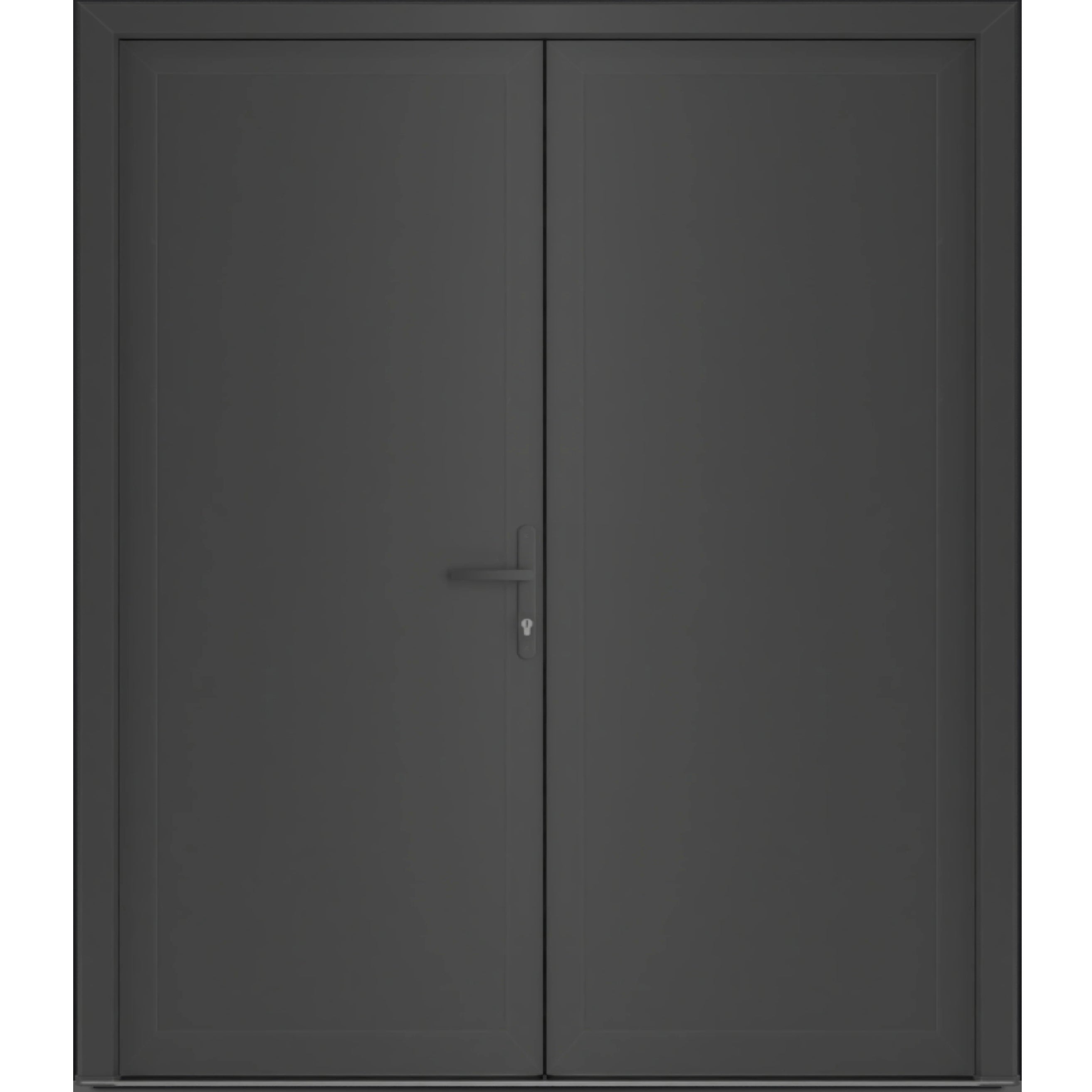 Front Exterior Prehung Metal-Plastic Double Doors / MANUX 8111 Walnut / Office Commercial and Residential Doors Entrance Patio Garage 72" x 80" Left-Hand Antracite