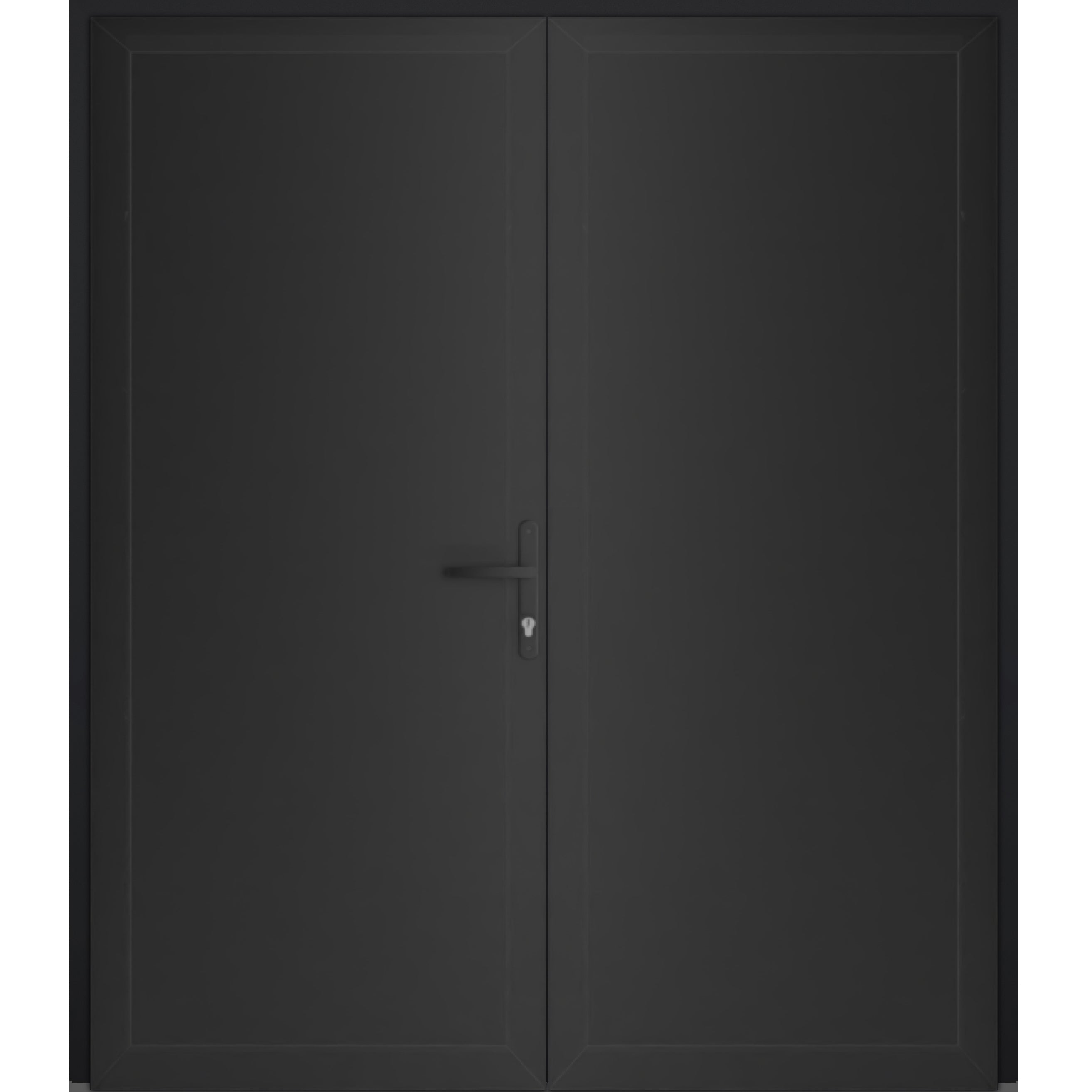 Front Exterior Prehung Metal-Plastic Double Doors / MANUX 8111 Walnut / Office Commercial and Residential Doors Entrance Patio Garage 72" x 80" Left-Hand Black Matte