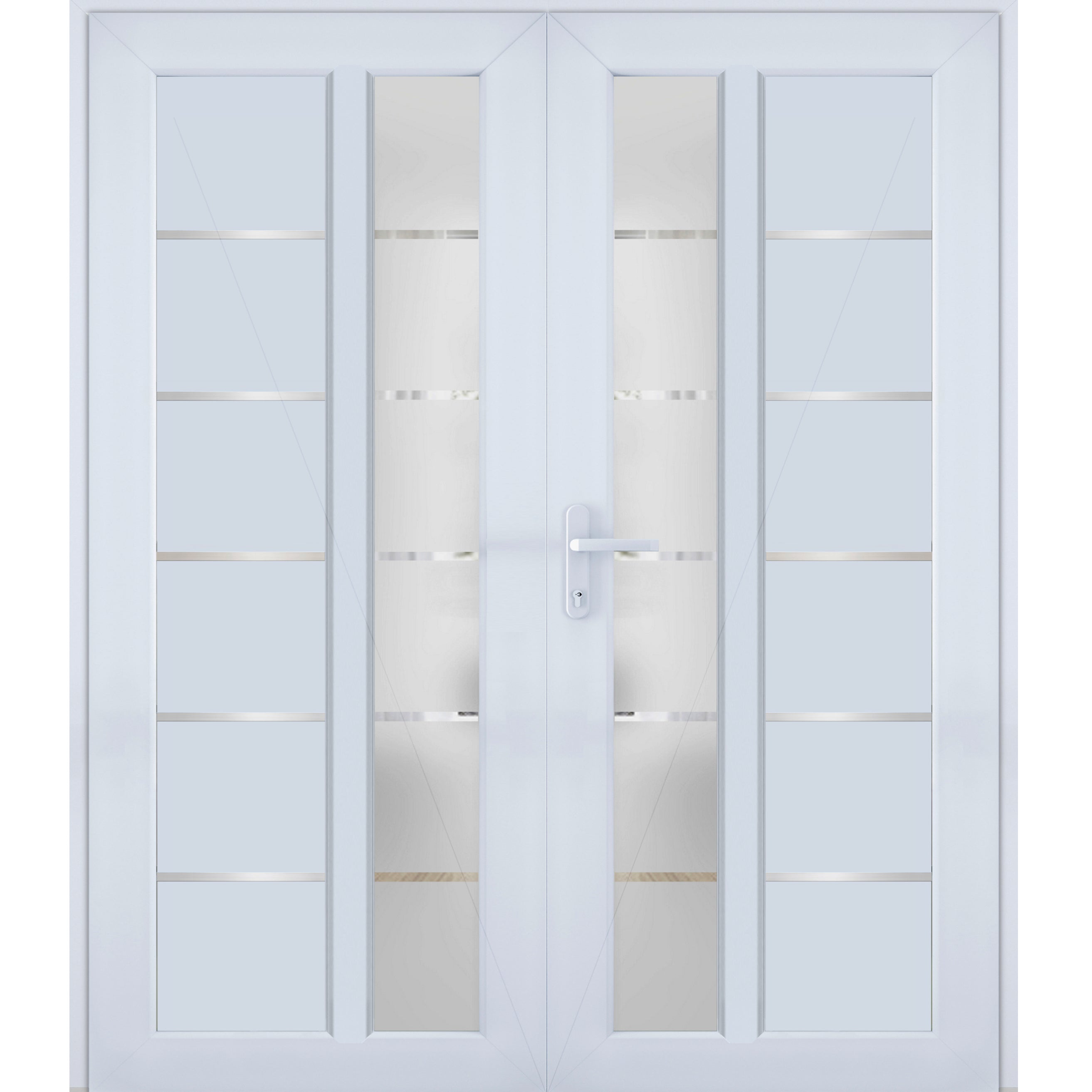 Front Exterior Prehung Metal-Plastic Double Doors / MANUX 8088 Antracite / Office Commercial and Residential Doors Entrance Patio Garage 72" x 80" Right-Hand White