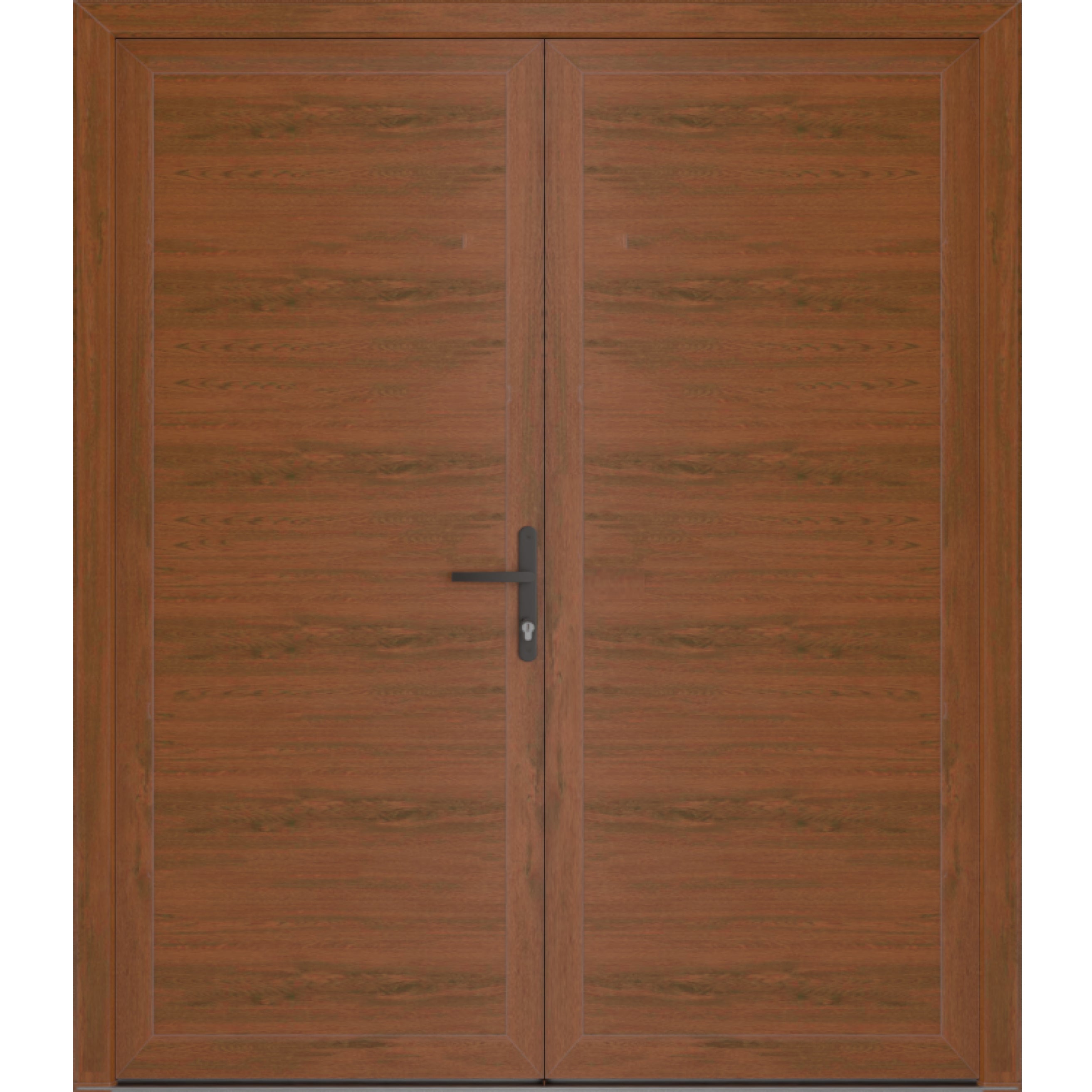 Front Exterior Prehung Metal-Plastic Double Doors / MANUX 8111 Walnut / Office Commercial and Residential Doors Entrance Patio Garage 72" x 80" Left-Hand Walnut