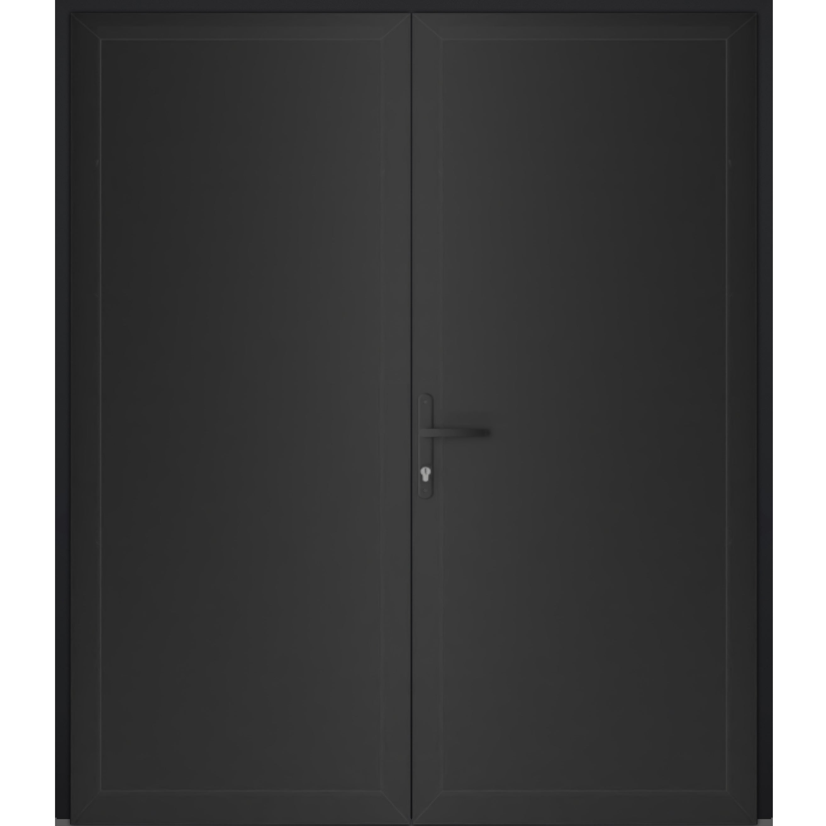 Front Exterior Prehung Metal-Plastic Double Doors / MANUX 8111 White Silk / Office Commercial and Residential Doors Entrance Patio Garage 72" x 80" Right-Hand Black Matte