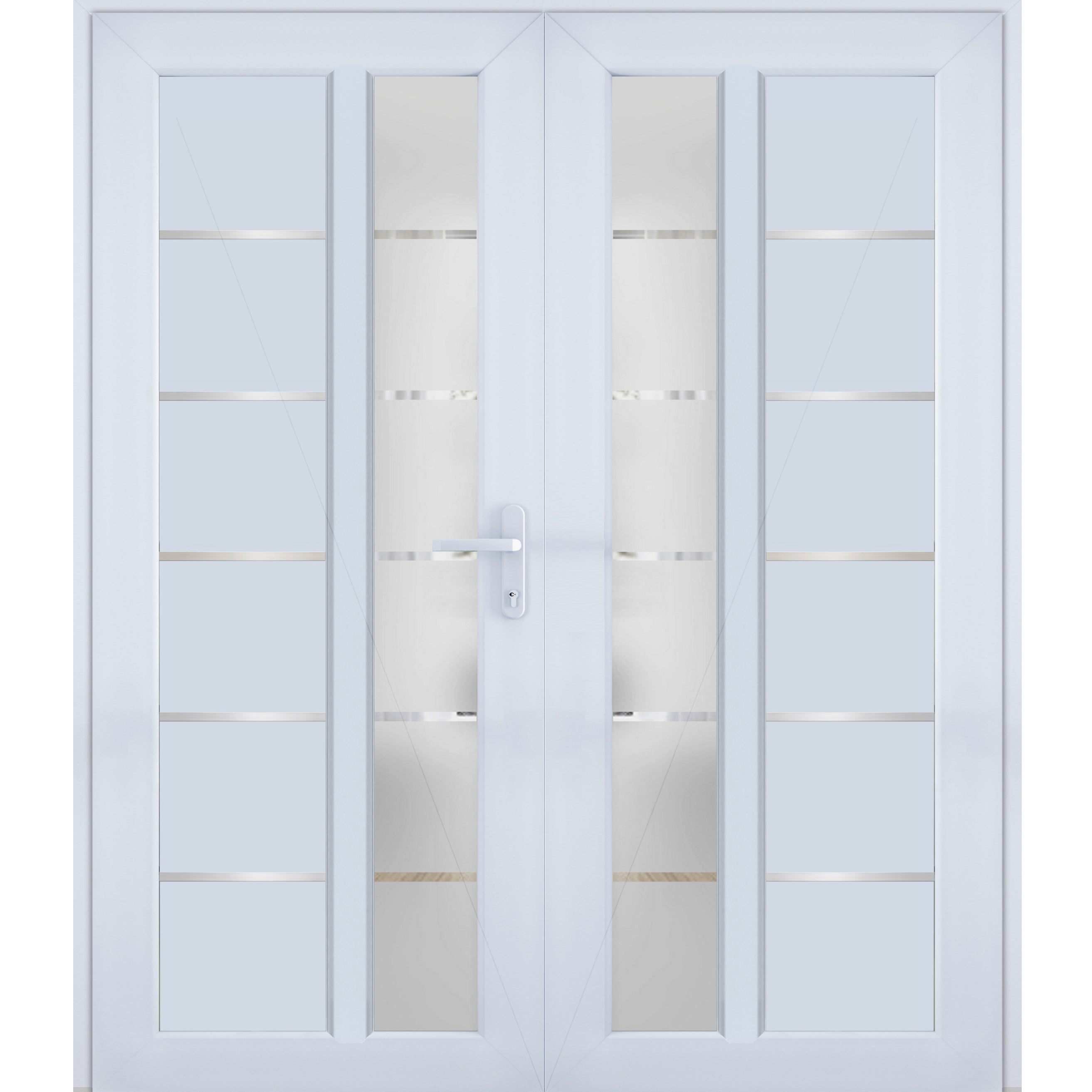 Front Exterior Prehung Metal-Plastic Double Doors / MANUX 8088 Walnut / Office Commercial and Residential Doors Entrance Patio Garage 72" x 80" Left-Hand White