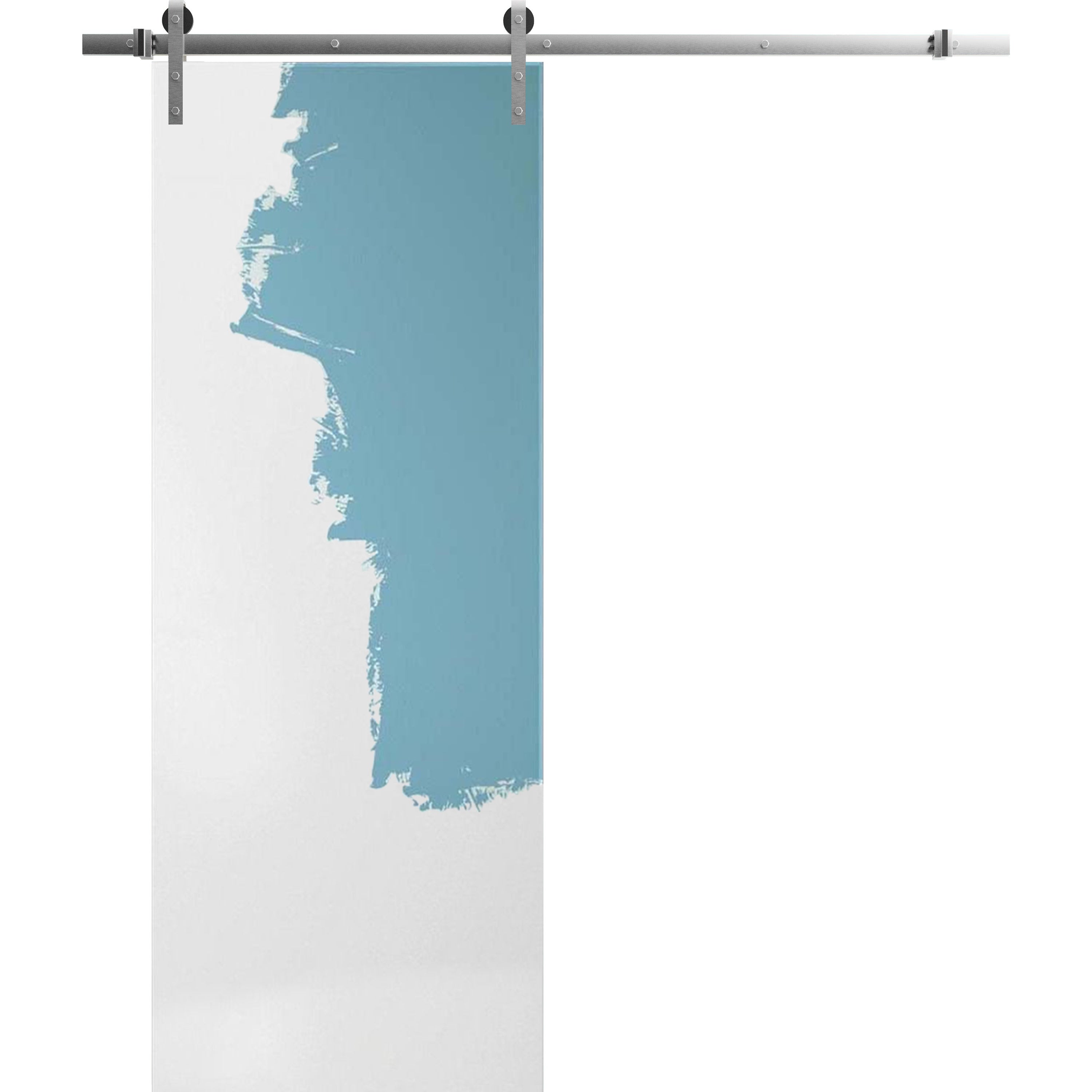 Sturdy Barn Door with Hardware | Planum 0010 White Silk | 6.6FT Rail Hangers Heavy Set | Modern Solid Panel Interior Doors Primed