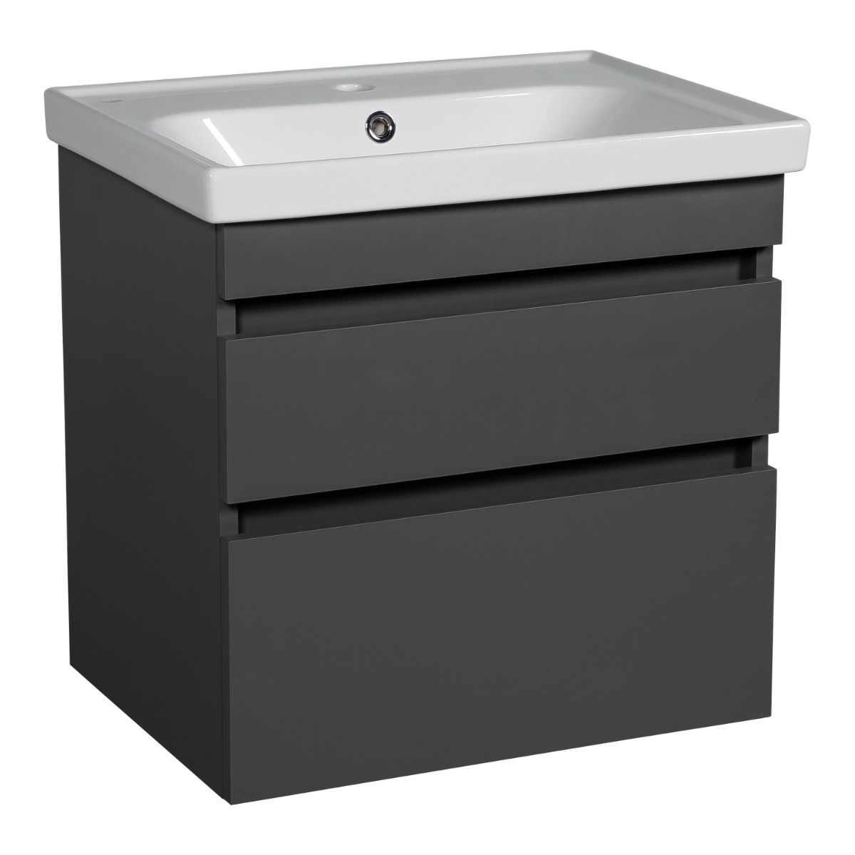 Modern Wall-Mounted Bathroom Vanity with Washbasin | Niagara White High Gloss Collection | Non-Toxic Fire-Resistant MDF-24" Gray Matte