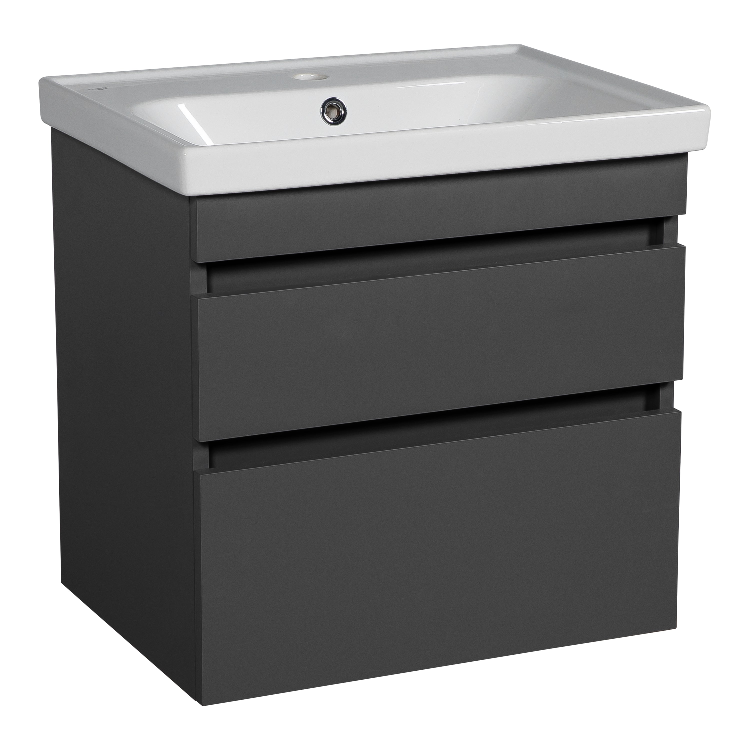 Modern Wall-Mounted Bathroom Vanity with Washbasin | Niagara Rosewood Collection | Non-Toxic Fire-Resistant MDF-28" Gray Matte