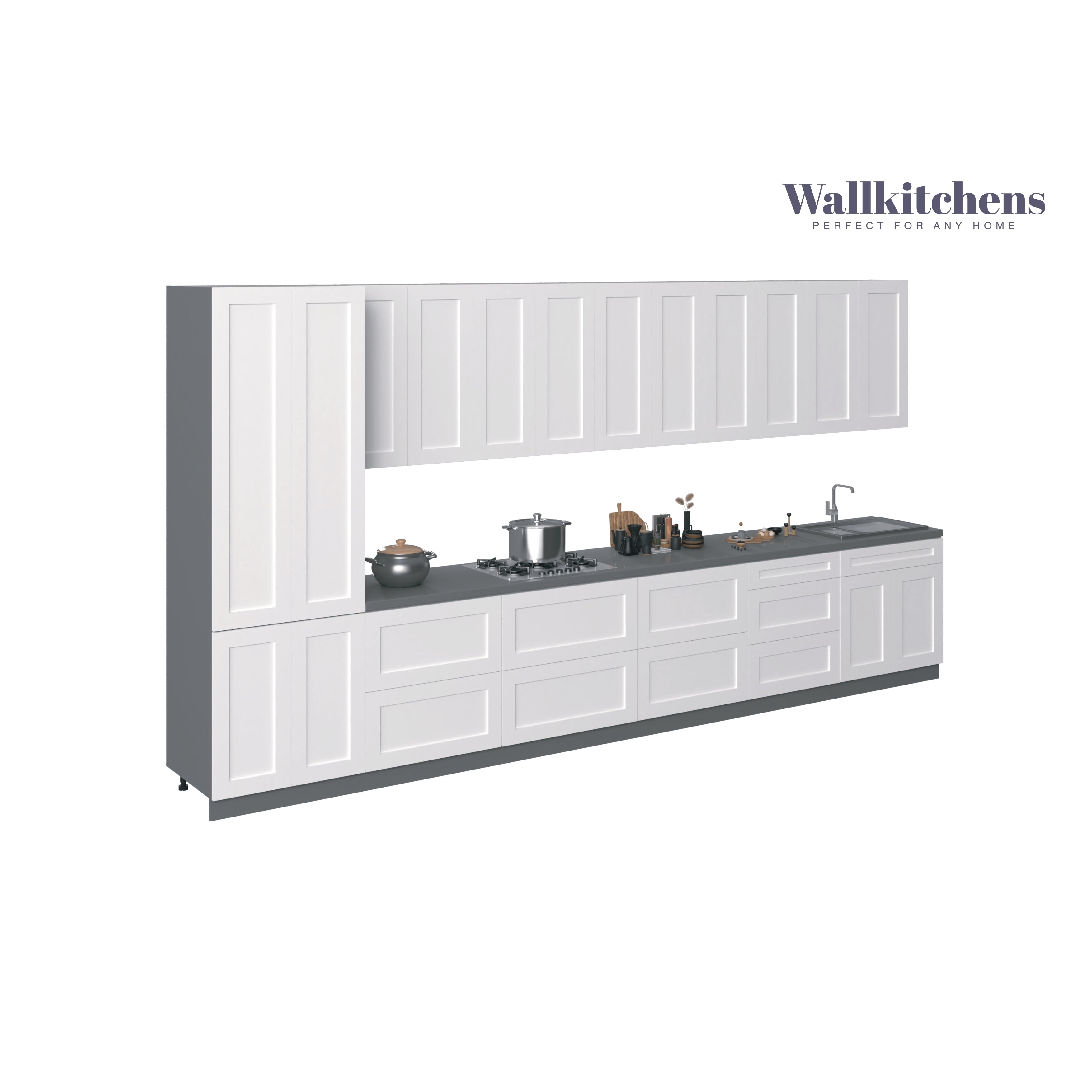 Kitchen Celestial Collection Natural Teak & White Gloss Color Base Size 15Ft Wide White Matte