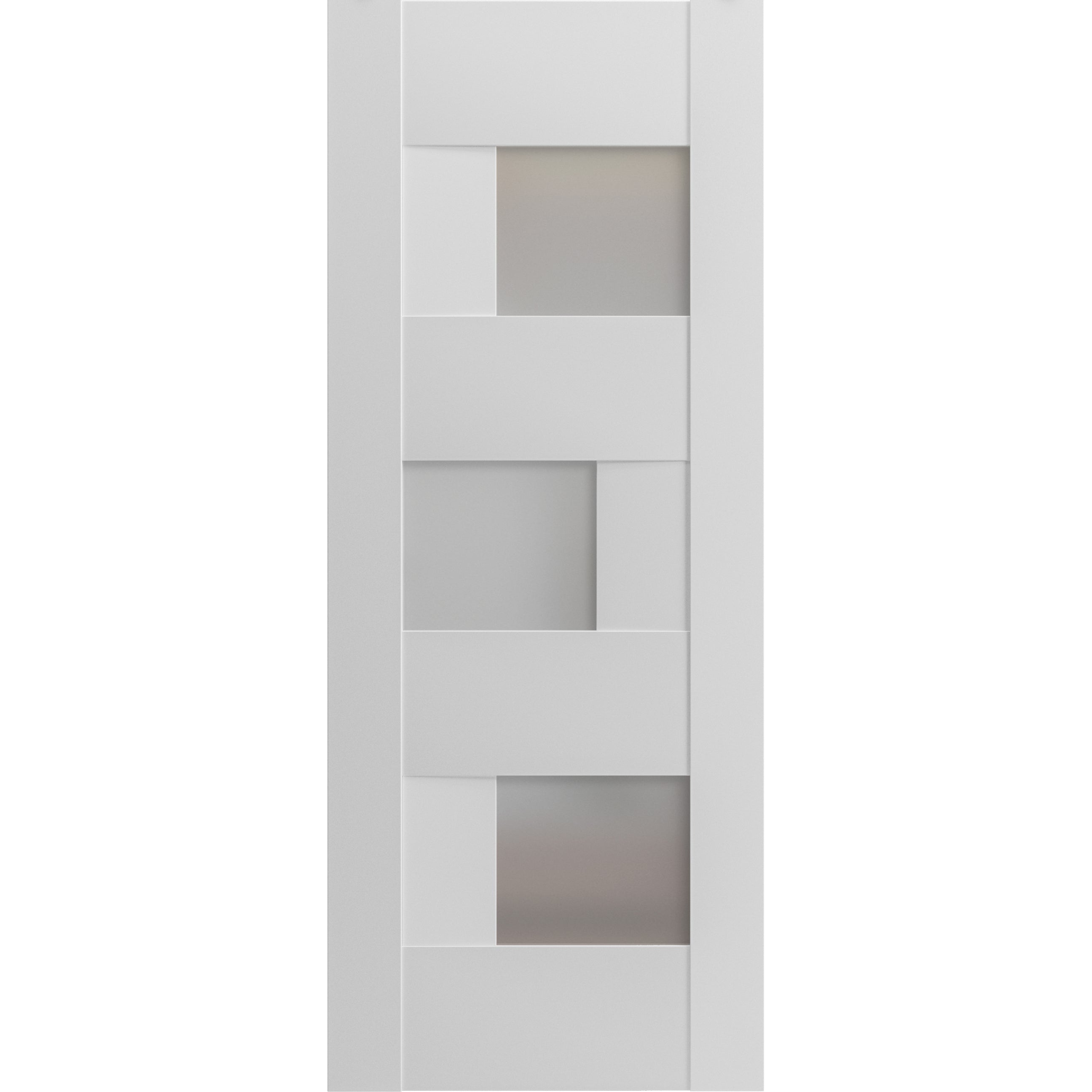 Slab Door Panel Opaque Glass 36 x 96 inches / Sete 6933 White Silk / Modern Finished Doors / Pocket Closet Sliding Barn
