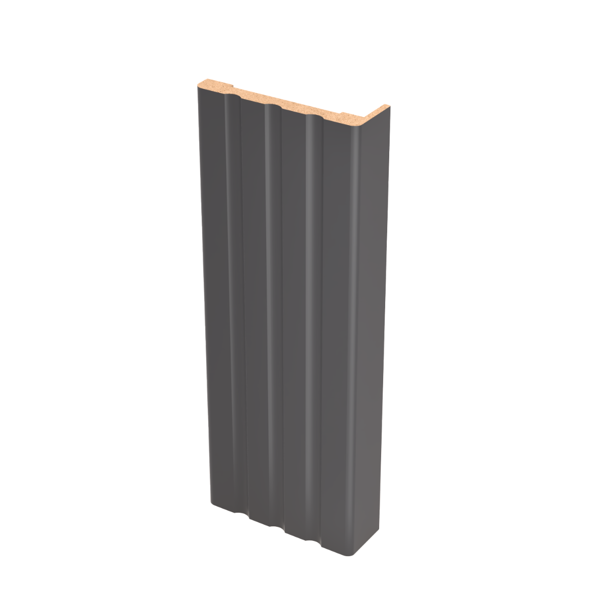 Fluted Trims with Square Rosettes for Interior Doors, Painted Grey, Up to 84x84” Doors Painted Black
