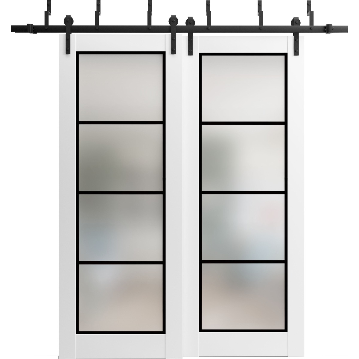 Sliding Closet Frosted Glass Barn Bypass Doors with Hardware | Planum ...