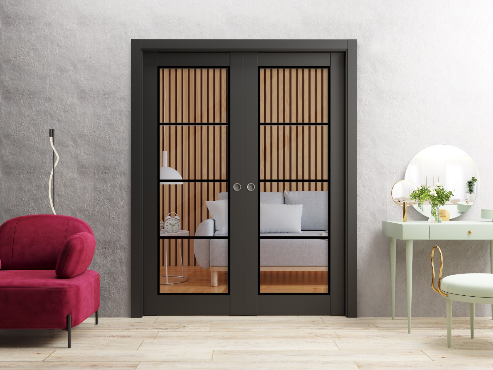 Lucia 2466 Double Pocket door view 2