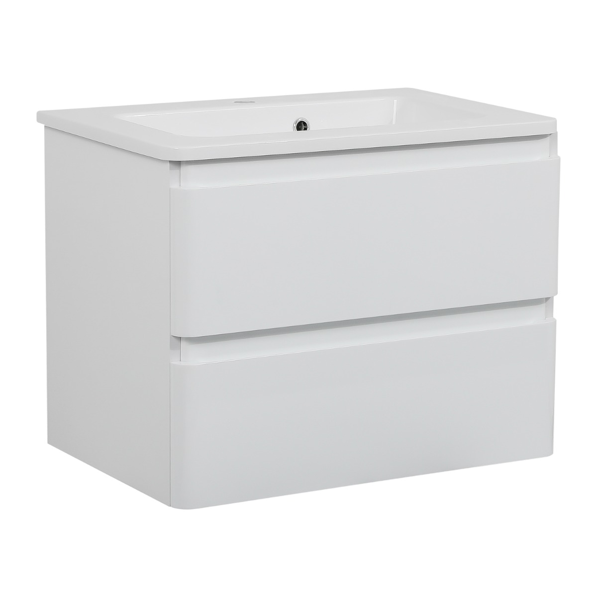 Modern Wall-Mounted Bathroom Vanity with Washbasin | Comfort White High Gloss Collection | Non-Toxic Fire-Resistant MDF-24" White High Gloss