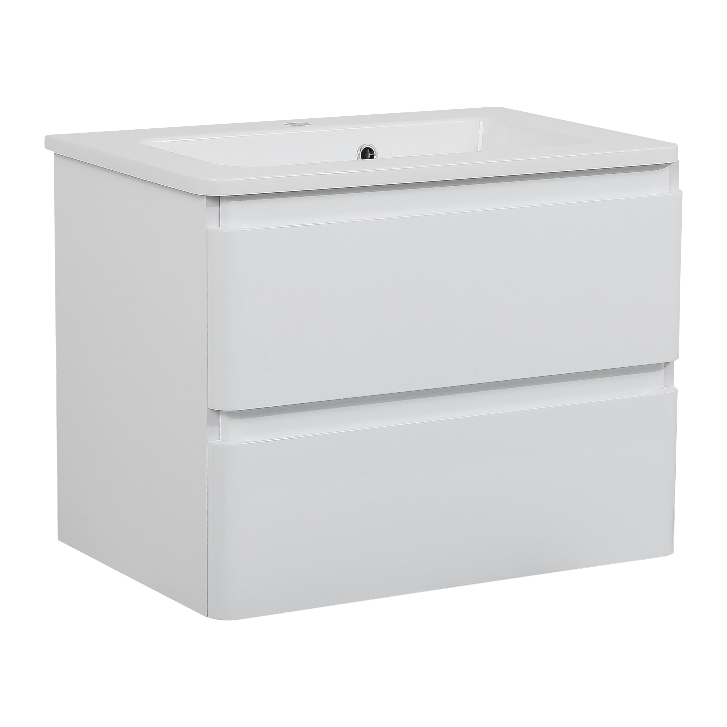 Modern Wall-Mounted Bathroom Vanity with Washbasin | Comfort Gray Matte Collection | Non-Toxic Fire-Resistant MDF-32" White