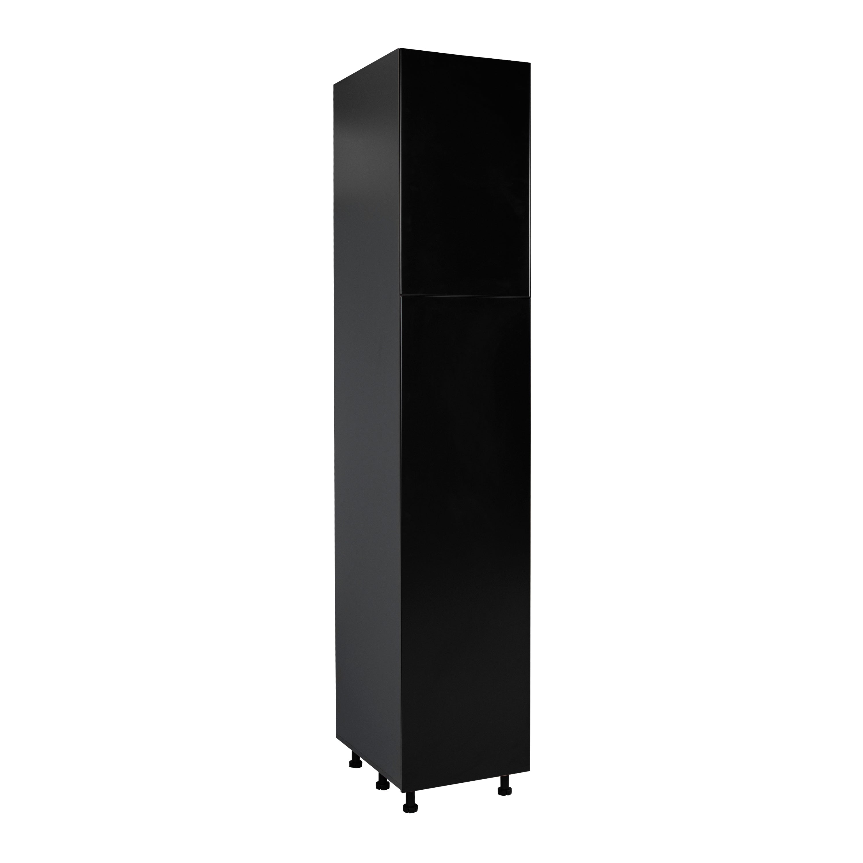 18" x 96" Utility Cabinet-Double Door-with White Gloss door Black