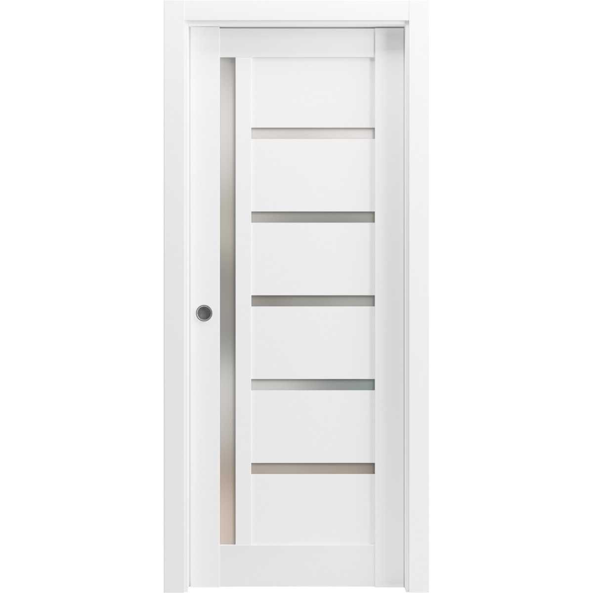 Panel Lite Pocket Door | Quadro 4088 White Silk | Kit Trims Rail Hardware | Solid Wood Interior Pantry Kitchen Bedroom Sliding Closet Sturdy Doors-24