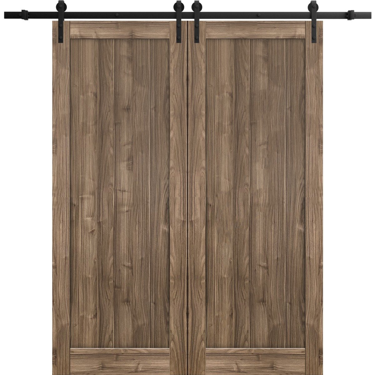 Sliding Double Barn Doors Hardware | Quadro 4111 Walnut | 13FT Rail Sturdy Set | Kitchen Lite Wooden Solid Panel Interior Bedroom Bathroom Door-72