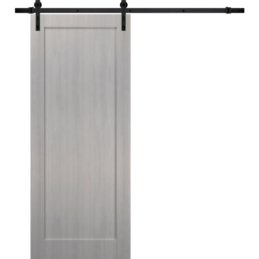 Sliding Barn Door with Hardware | Quadro 4111 White Silk | 6.6FT Rail Hangers Sturdy Set | Wooden Solid Panel Interior Doors-36" x 84" Ginger Ash