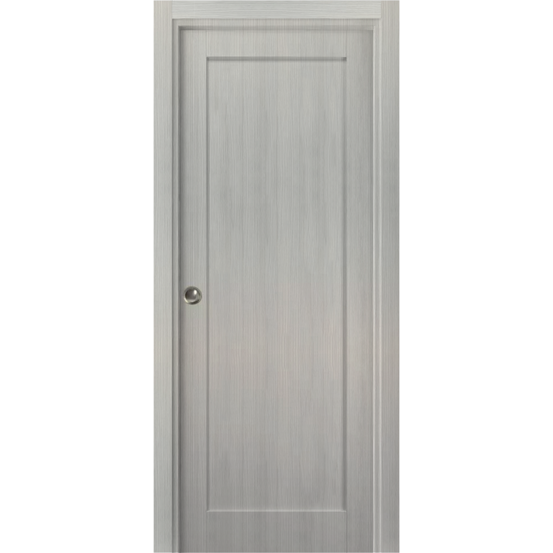 Panel Pocket Door | Quadro 4111 White Silk | Kit Trims Rail Hardware ...