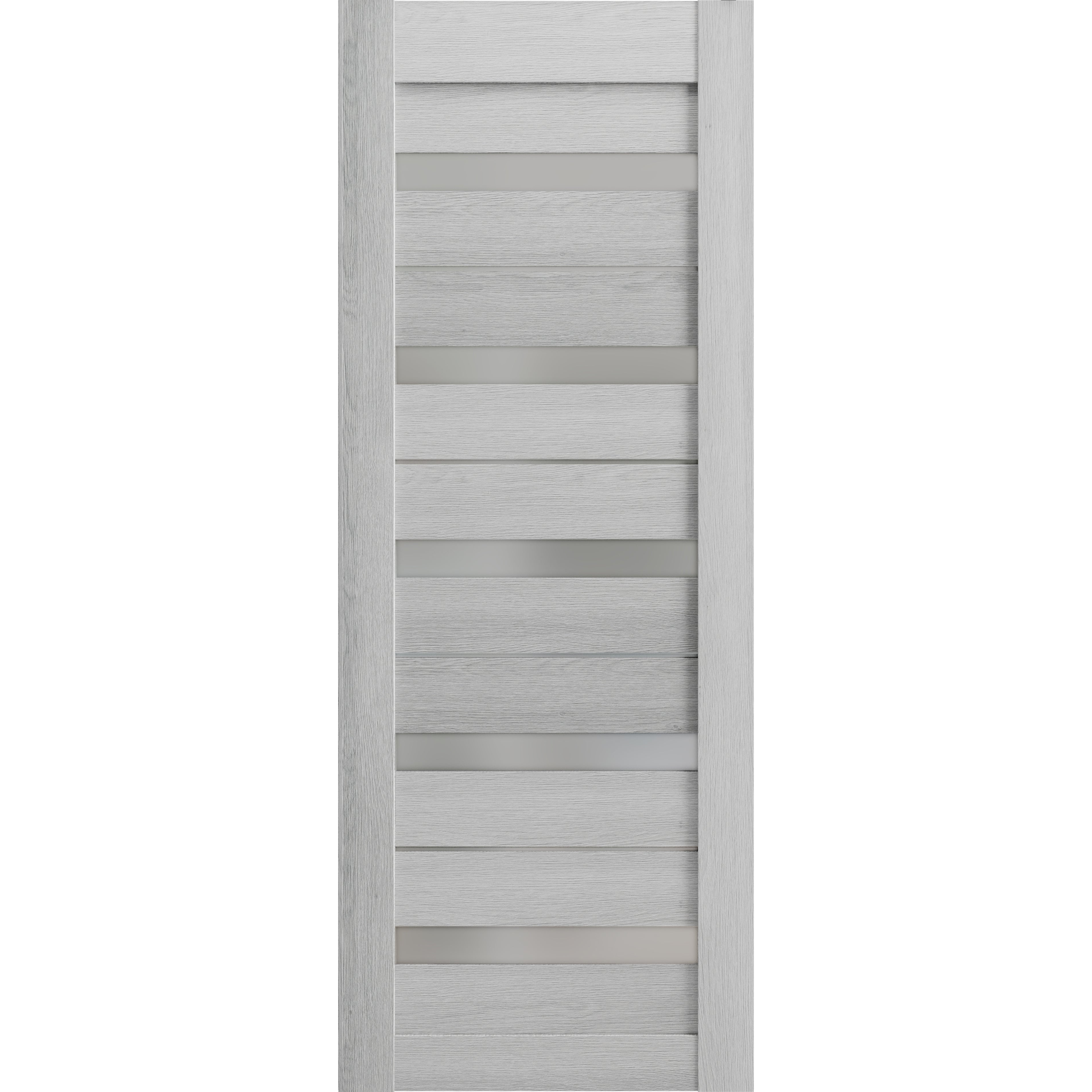 Slab Barn Door Panel | Quadro 4445 Light Grey Oak with Frosted Glass | Sturdy Finished Doors | Pocket Closet Sliding Light Grey Oak