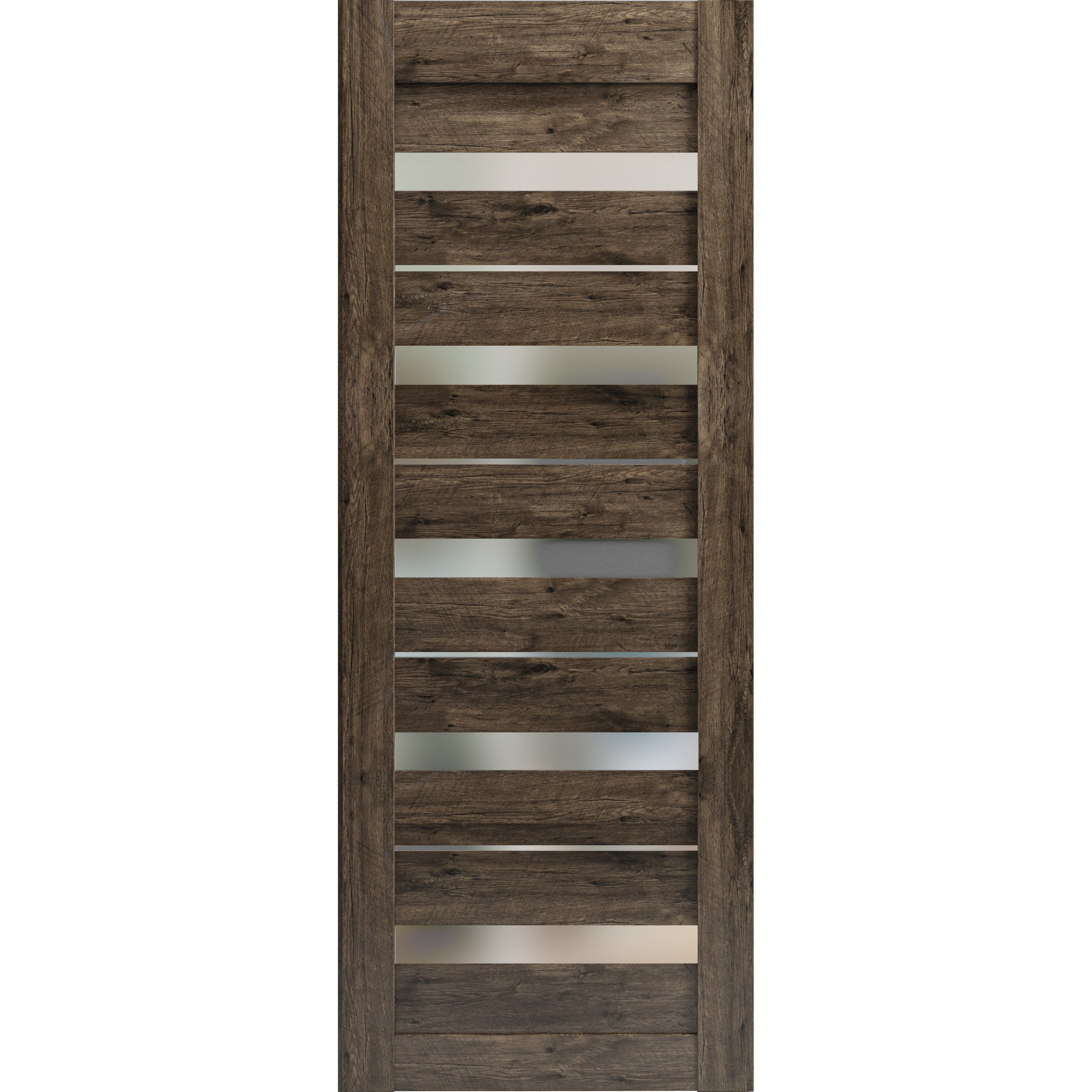 Slab Barn Door Panel | Quadro 4445 Light Grey Oak with Frosted Glass | Sturdy Finished Doors | Pocket Closet Sliding Cognac Oak