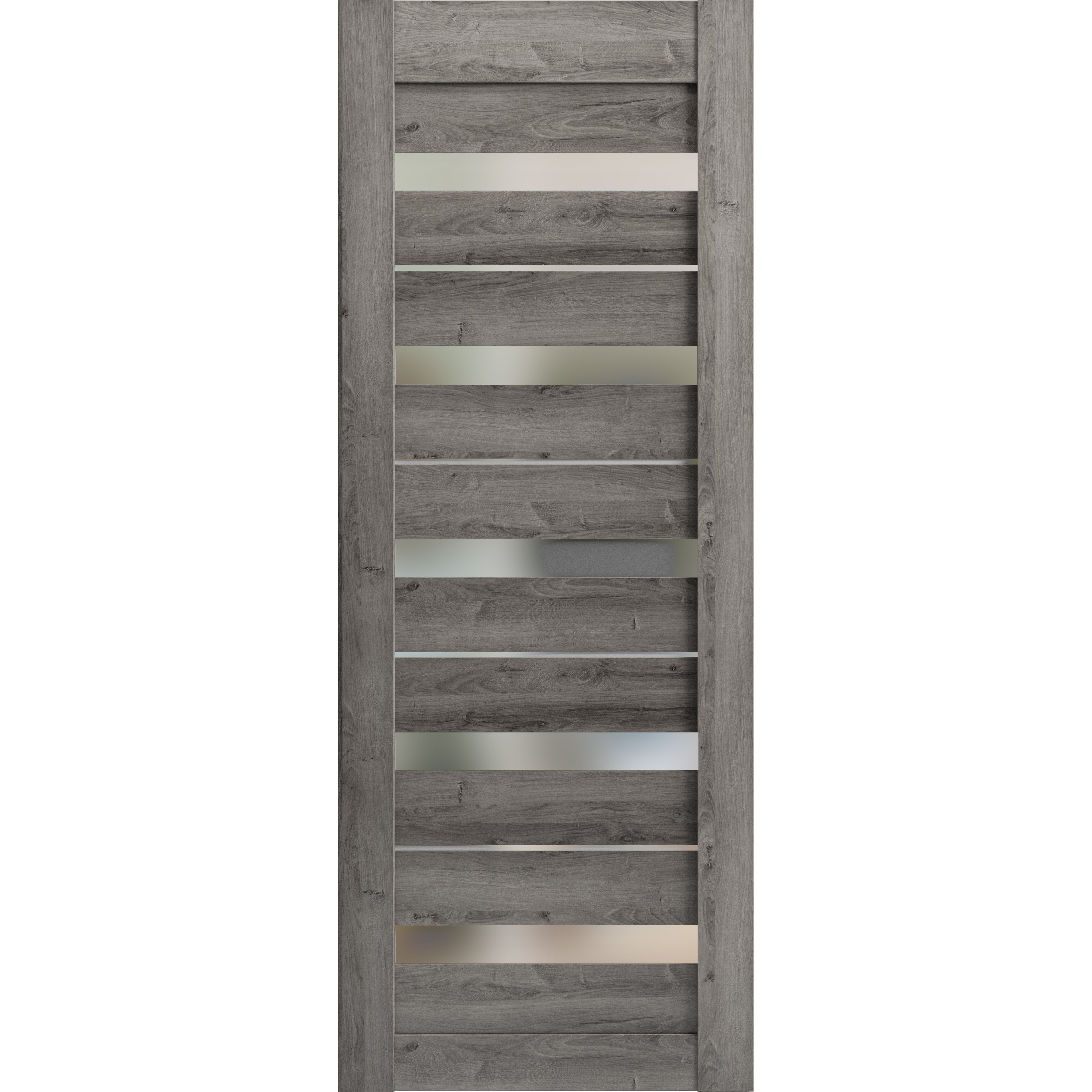 Slab Barn Door Panel | Quadro 4445 Light Grey Oak with Frosted Glass | Sturdy Finished Doors | Pocket Closet Sliding Nebraska Grey