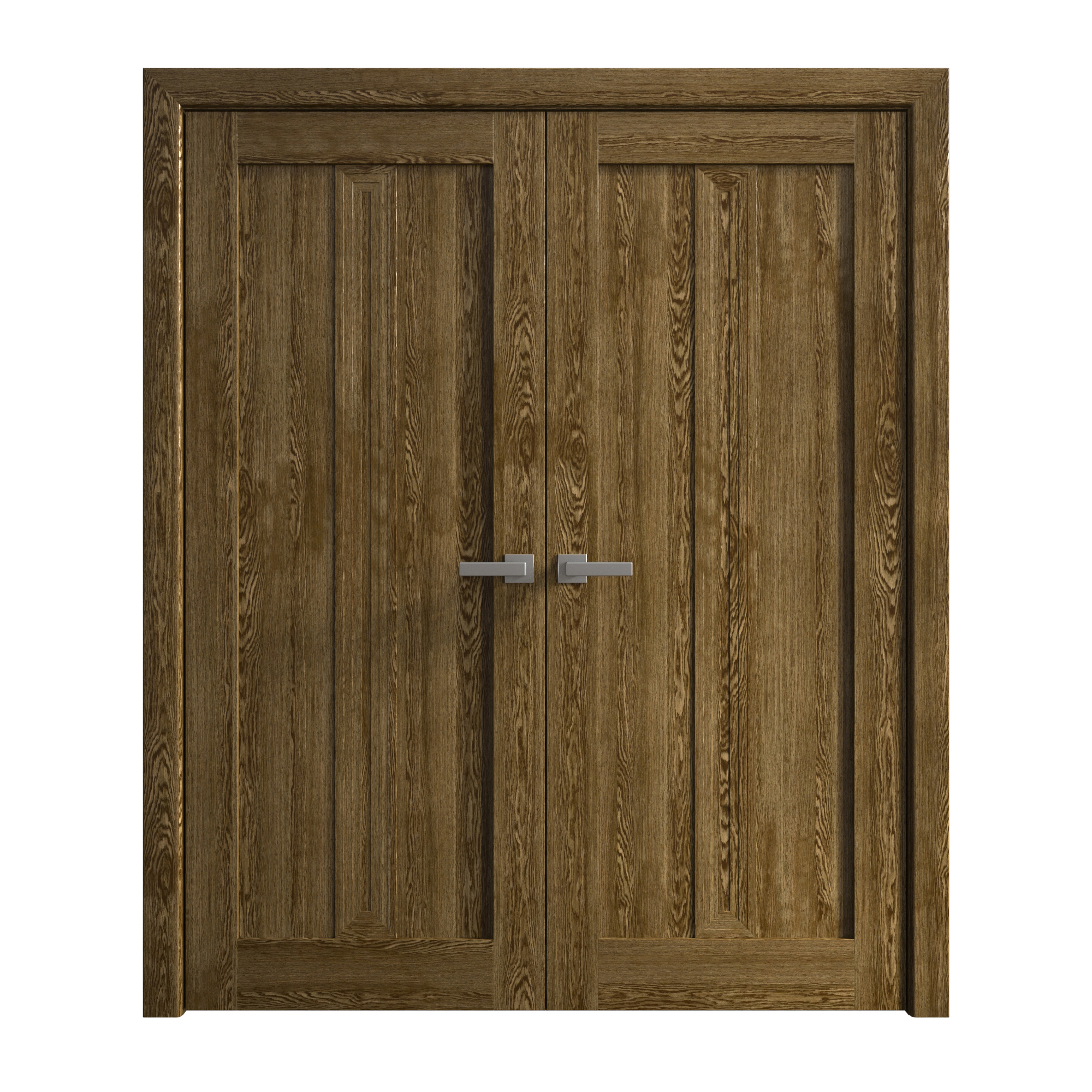 Interior Solid French Double Doors 36 x 84 inches | Ego 5006 Cognac Oak Veneer | Wood Interior Solid Panel Frame | Closet Bedroom Modern Doors EGO Marble Oak