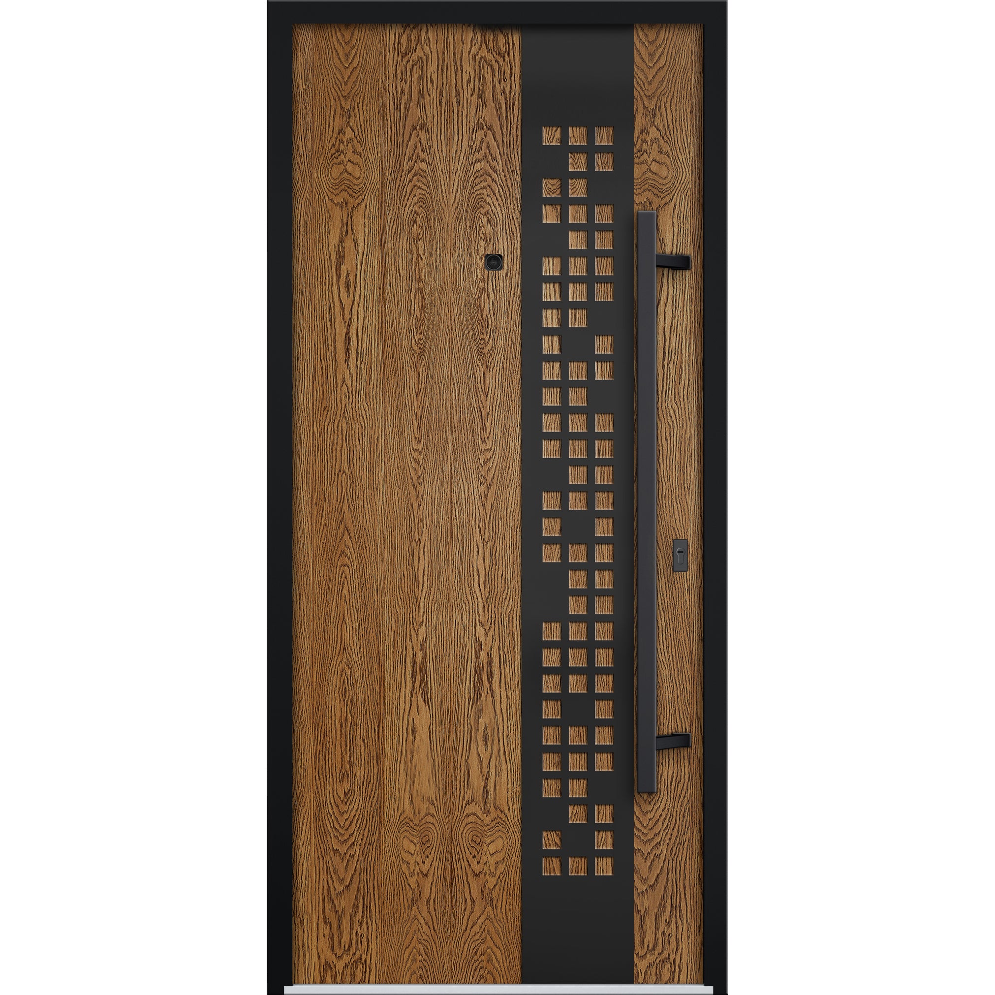 Front Exterior Prehung Steel Door / Deux 6678 Natural Oak / Entry Metal Modern Painted W36" x H80" Left hand Inswing Oak