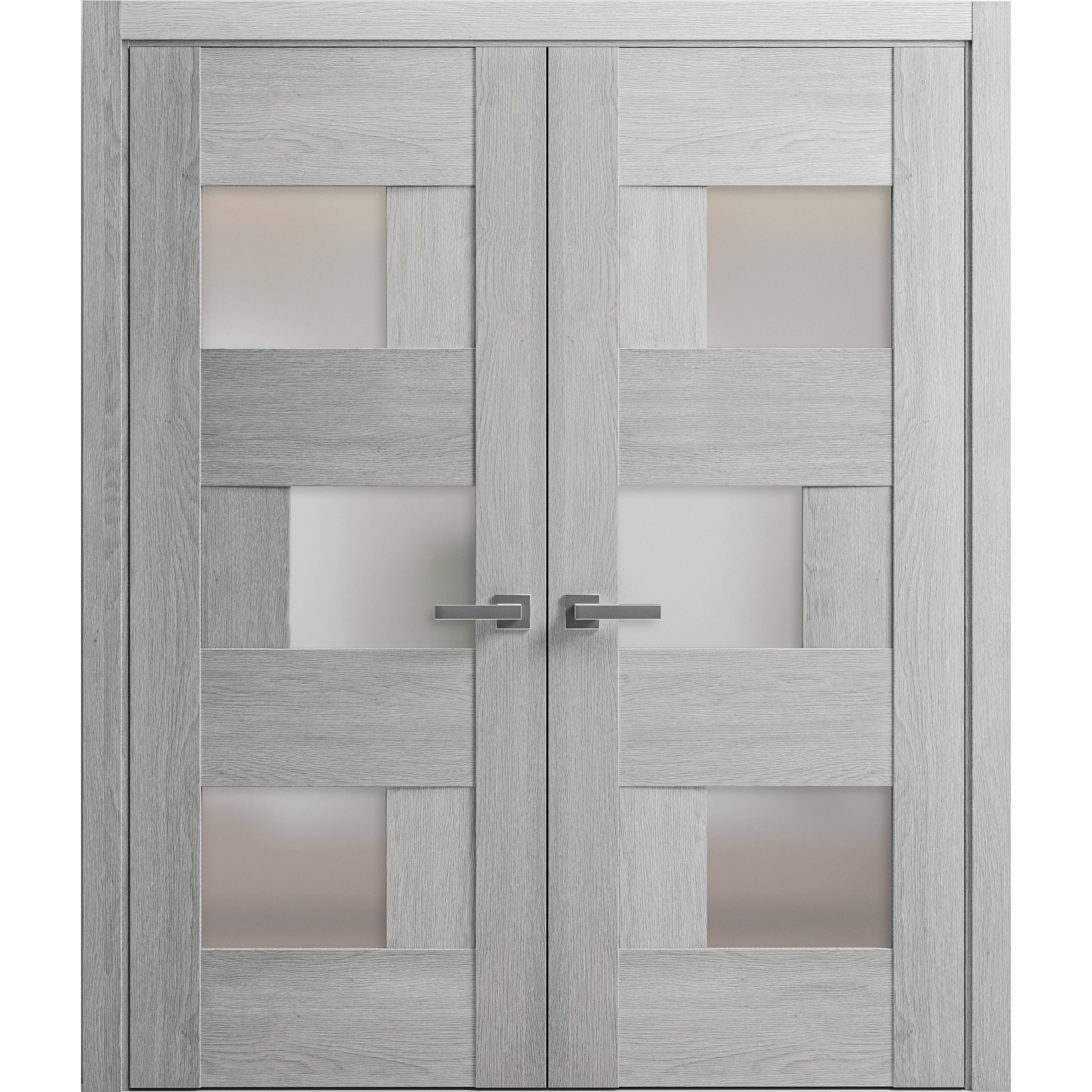 Solid French Double Doors Frosted Glass | Sete 6933 Nebraska Grey ...