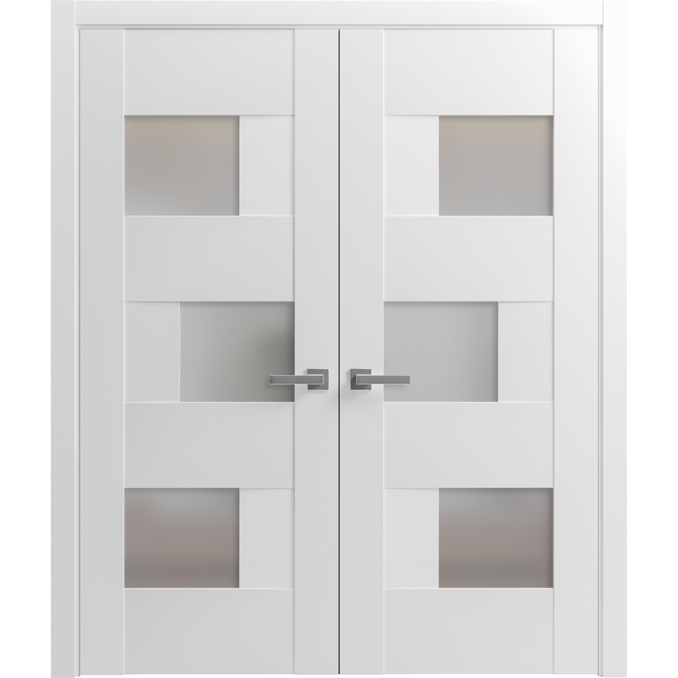 Solid French Double Doors Frosted Glass | Sete 6933 Light Grey Oak ...