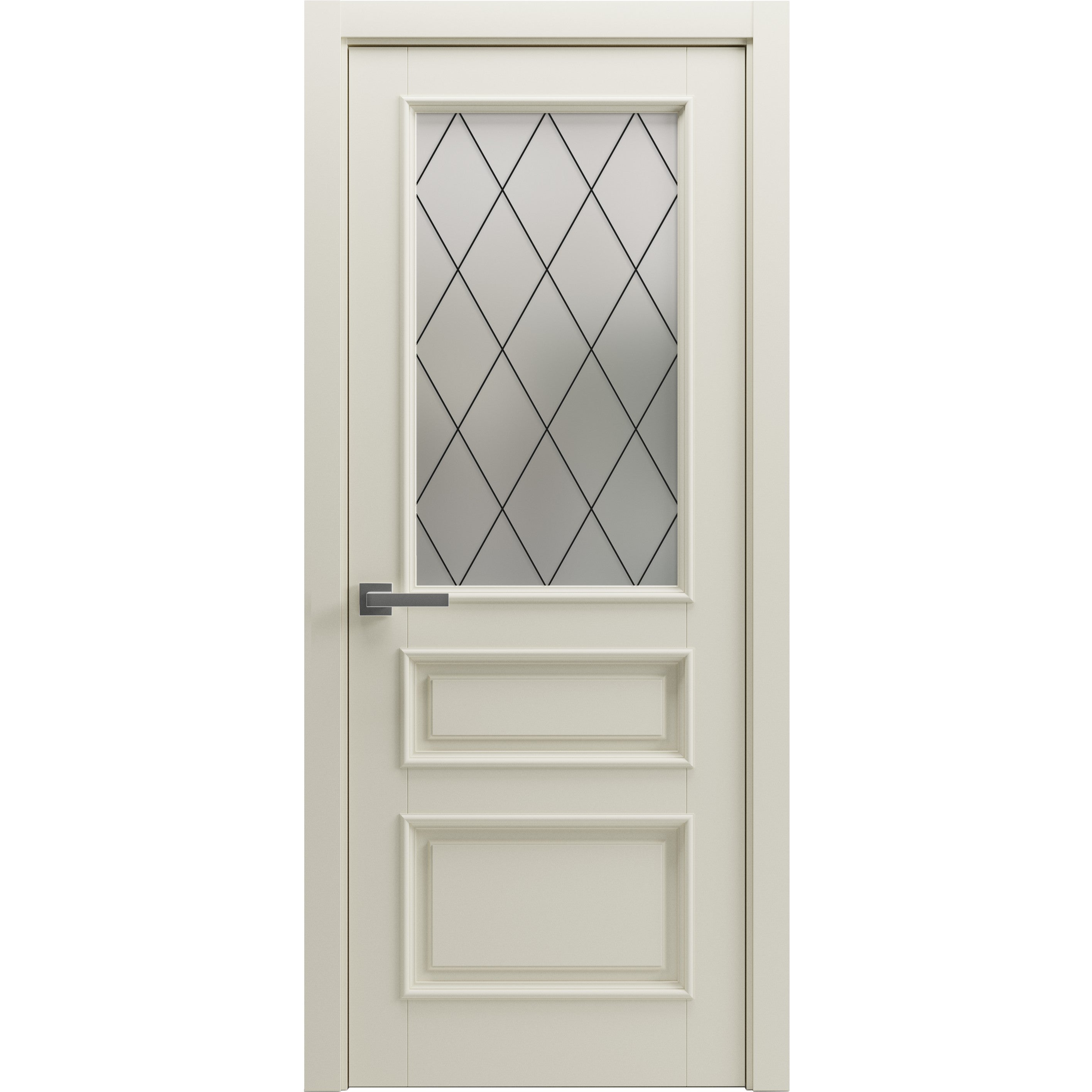 Modern Wood Interior Door with Hardware | Majestic 9006 Painted Creamy 42" x 78" | Single Panel Frame Trims | Bathroom Bedroom Sturdy Doors White