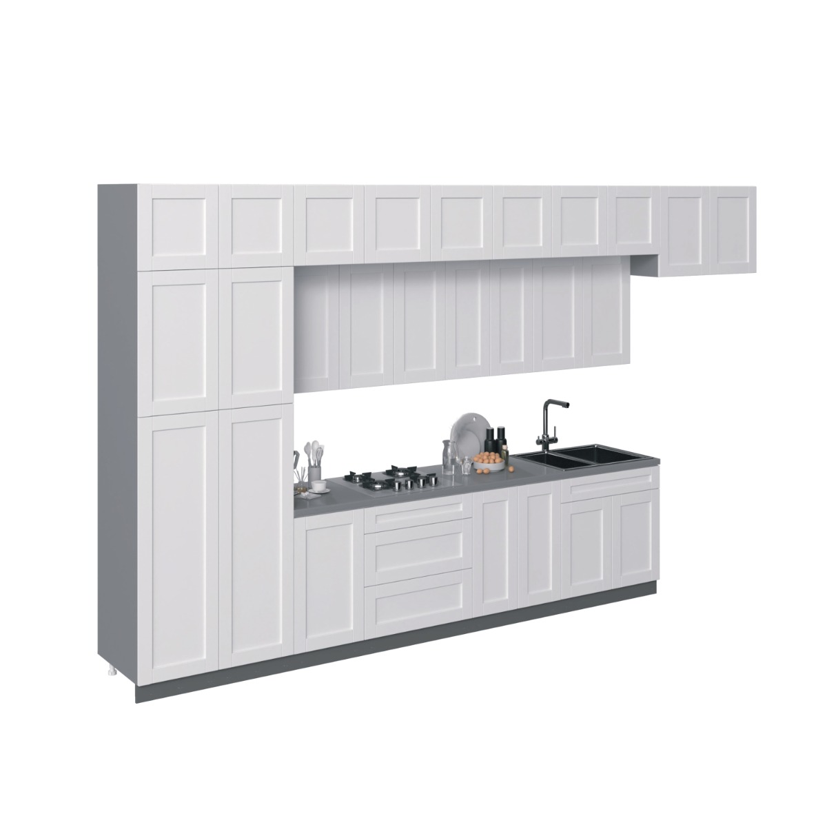 Kitchen Serene Collection Black & White Gloss Color Base Size 15Ft Wide White Matte
