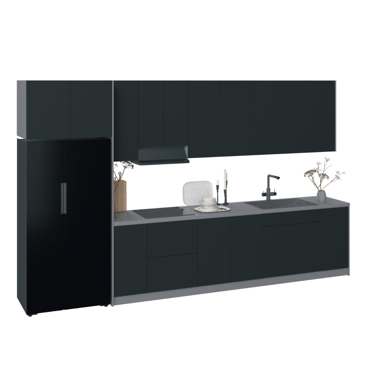 Kitchen Timekeeper Collection Black & White Gloss Color Base Size 13Ft Wide Black