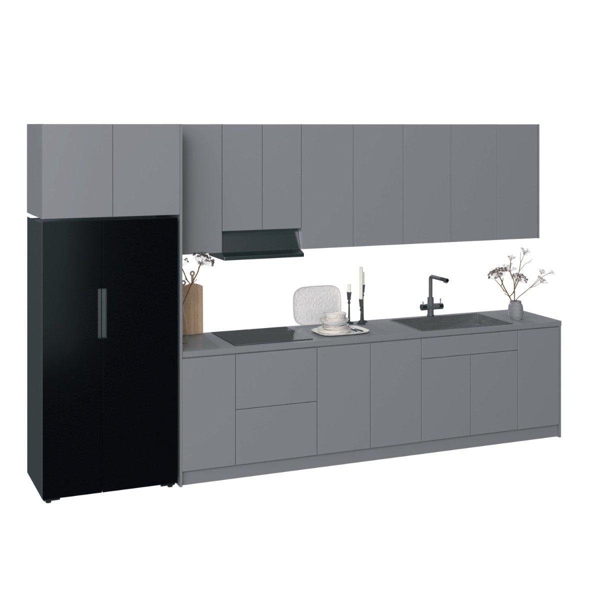 Kitchen Timekeeper Collection Black & White Gloss Color Base Size 13Ft Wide Gray